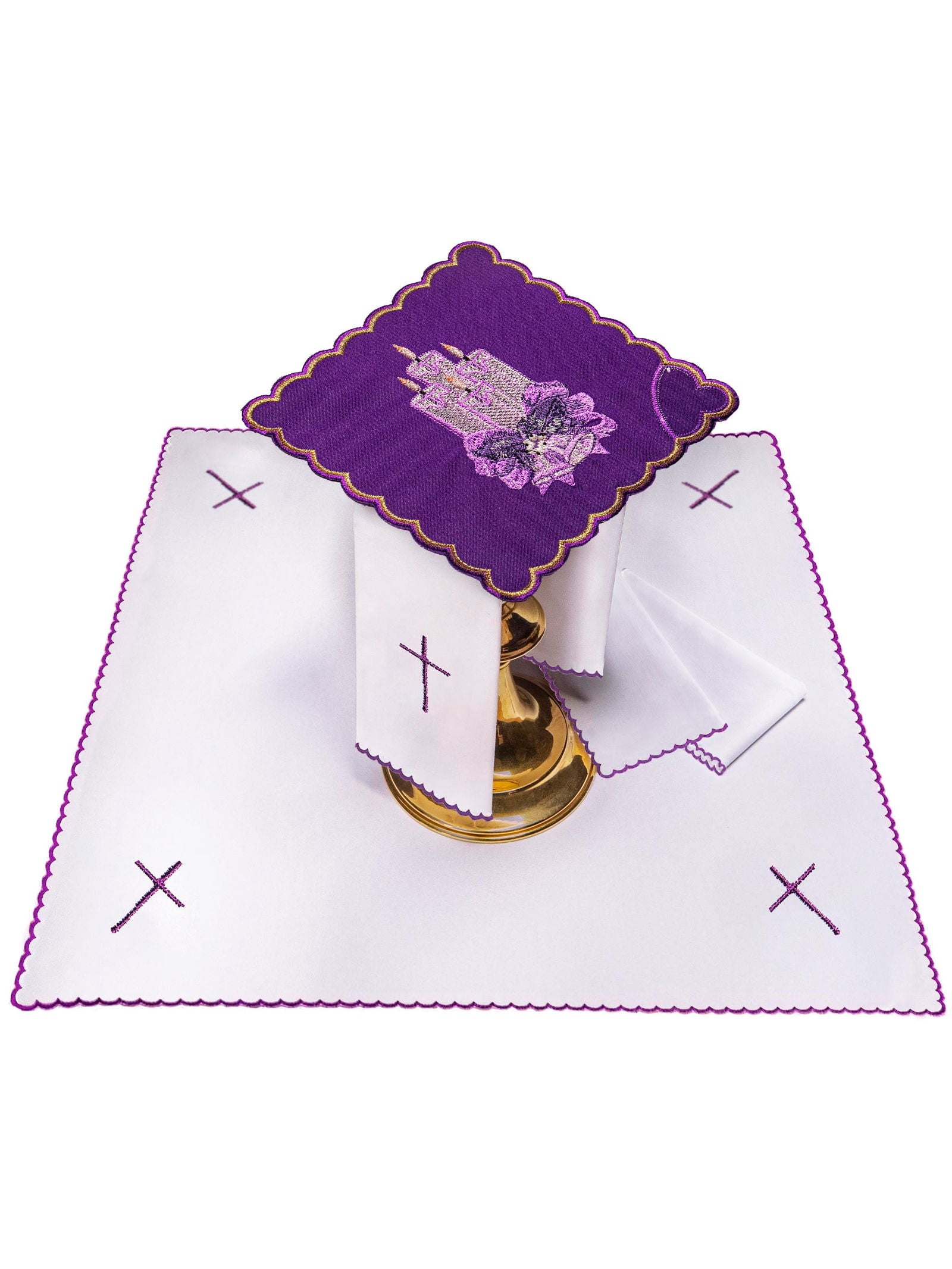 Advent embroidered chalice linen