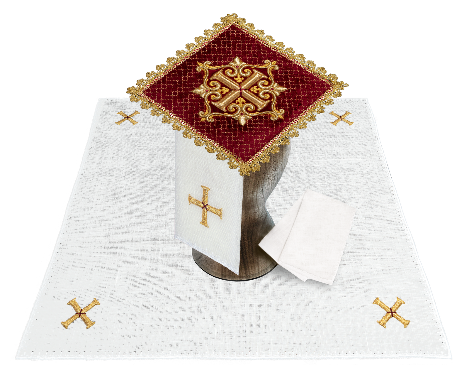 Chalice linen embroidered velvet red