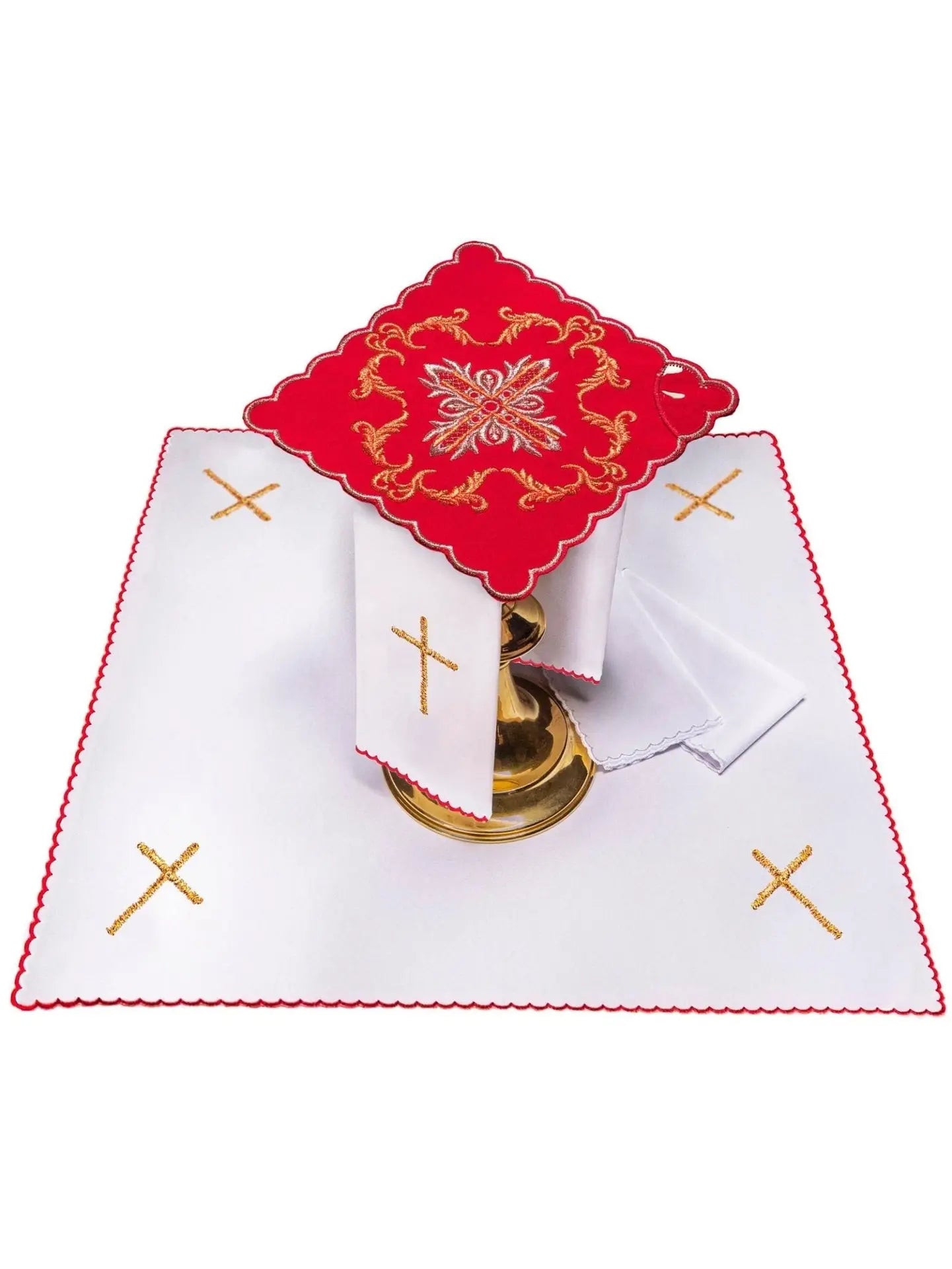 Embroidered cup linen Red