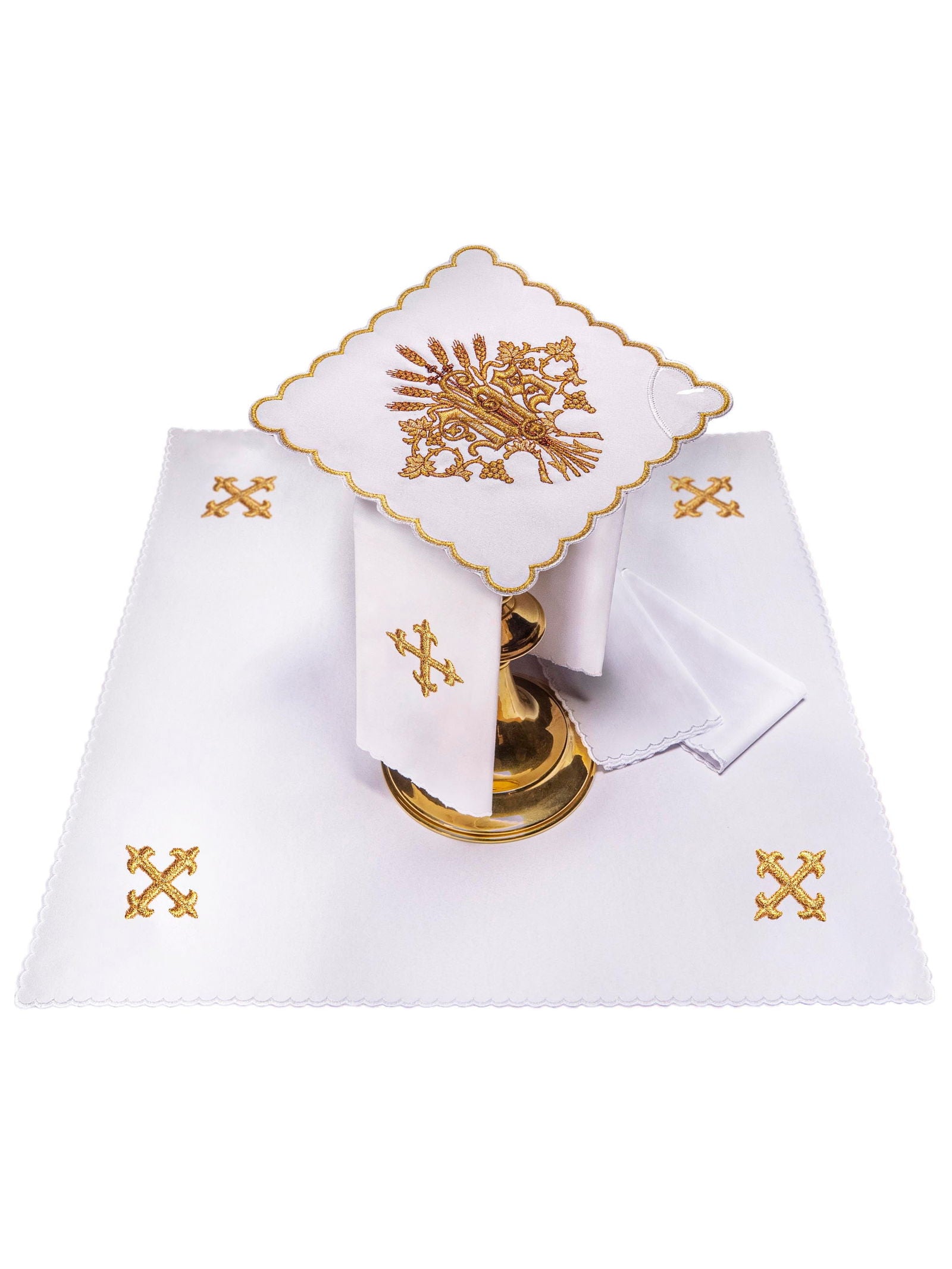 Chalice linen embroidered IHS with Ears