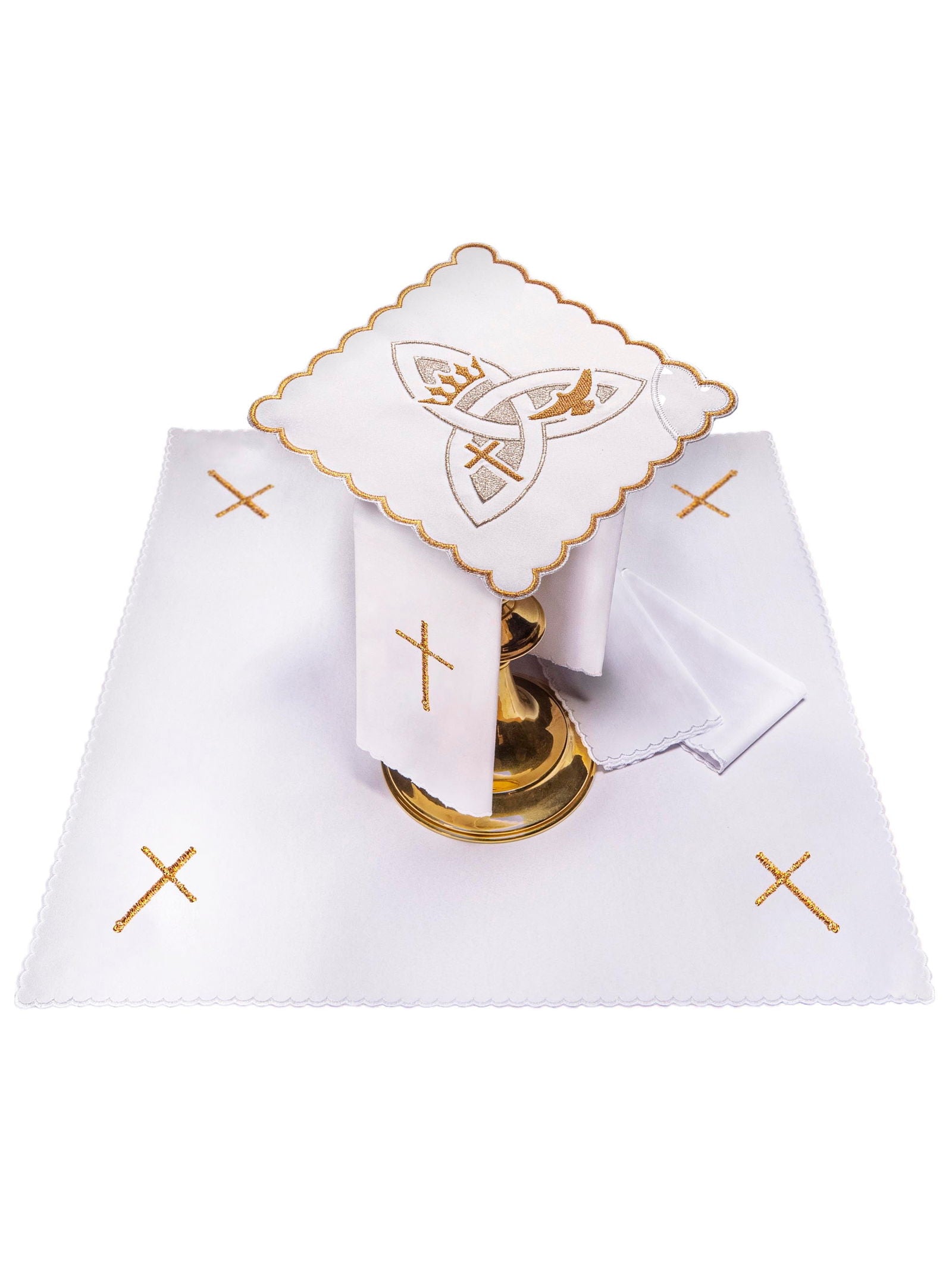 Chalice linen embroidered Trinity symbol