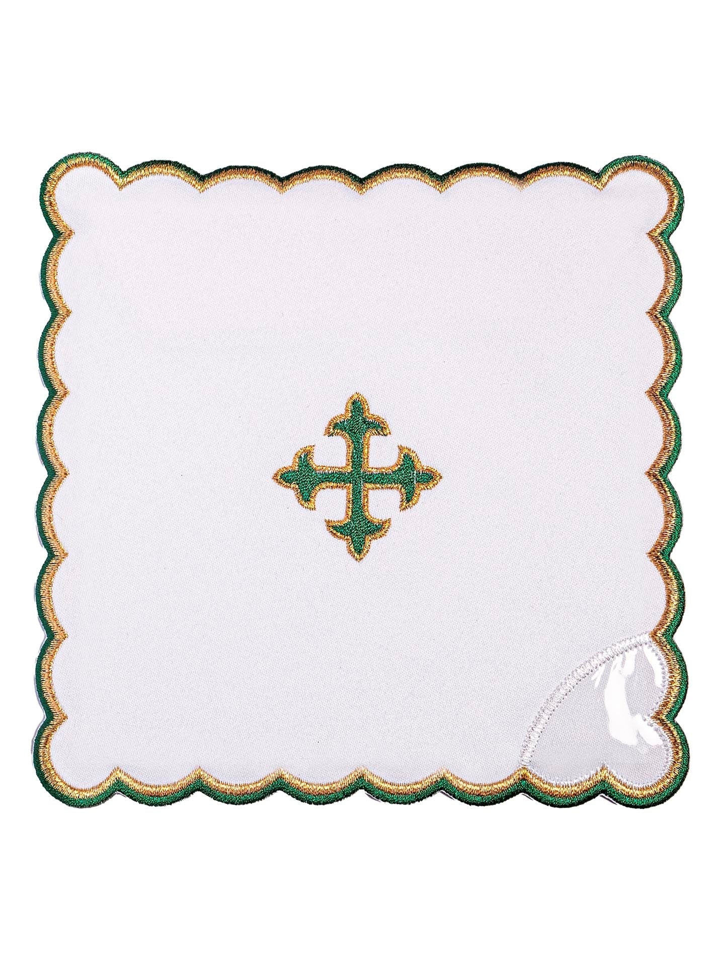 Chalice linen embroidered green cross