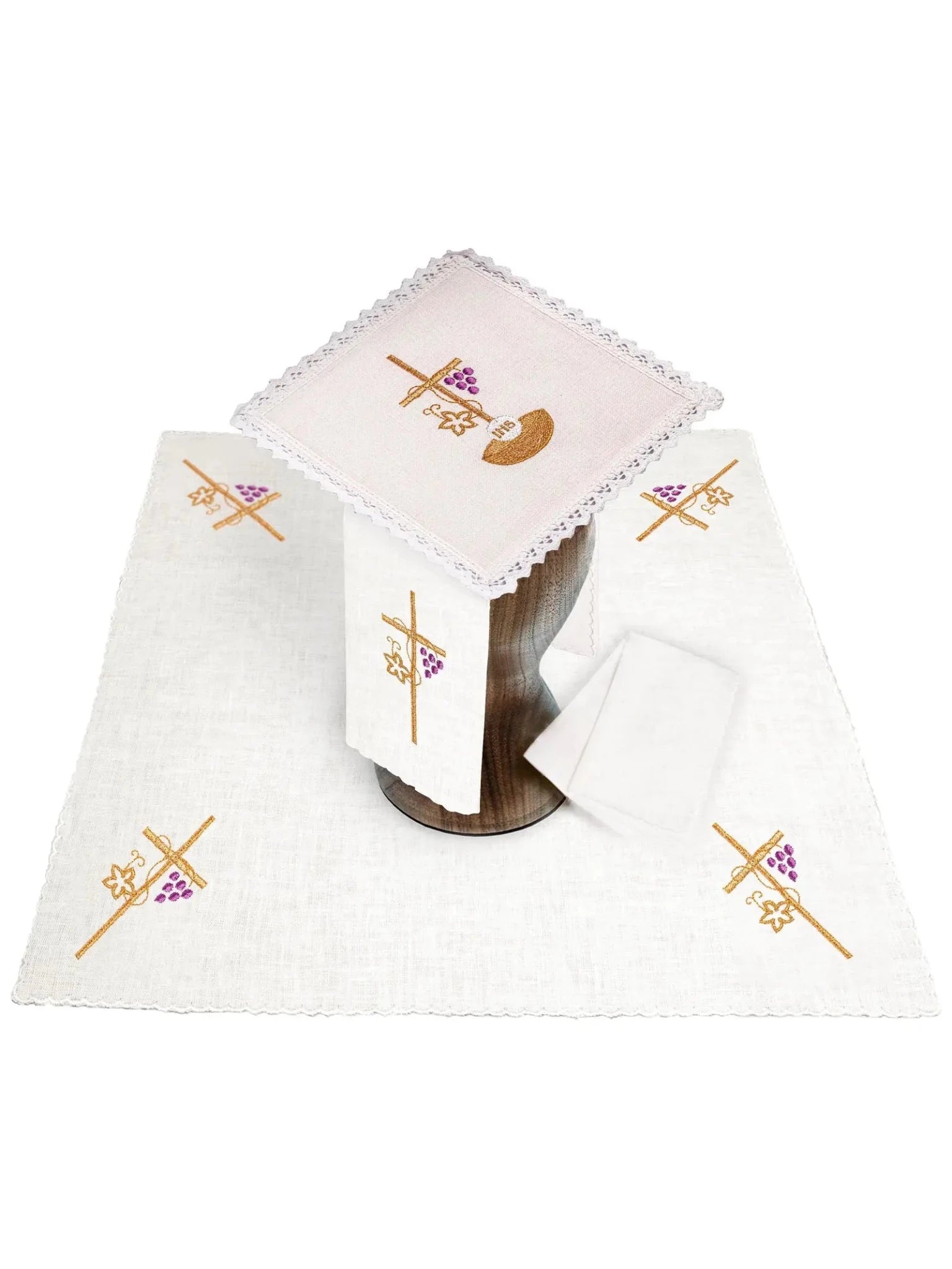 Linen chalice linen embroidered IHS Grape Cross