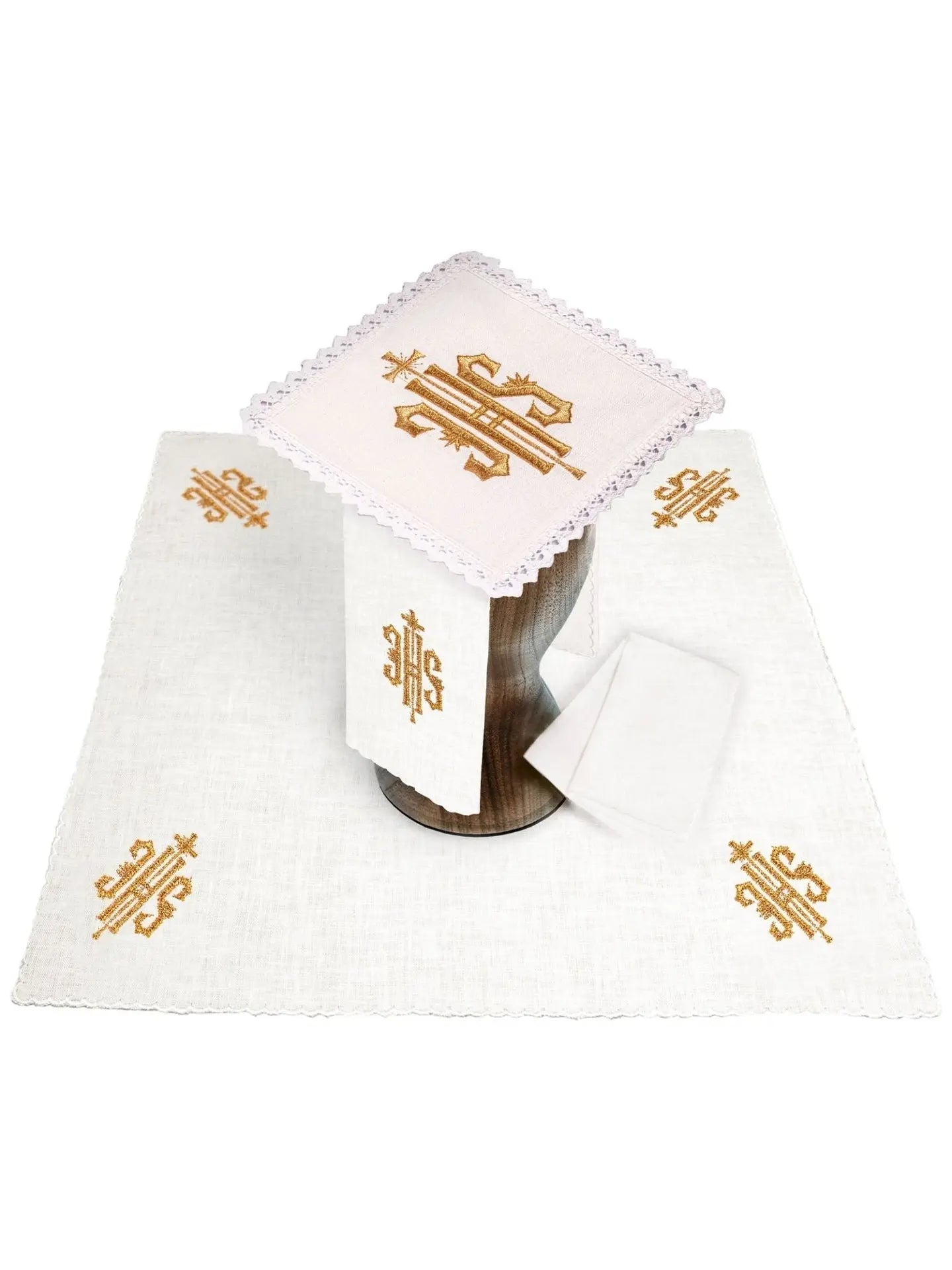 Linen chalice linen embroidered with IHS design