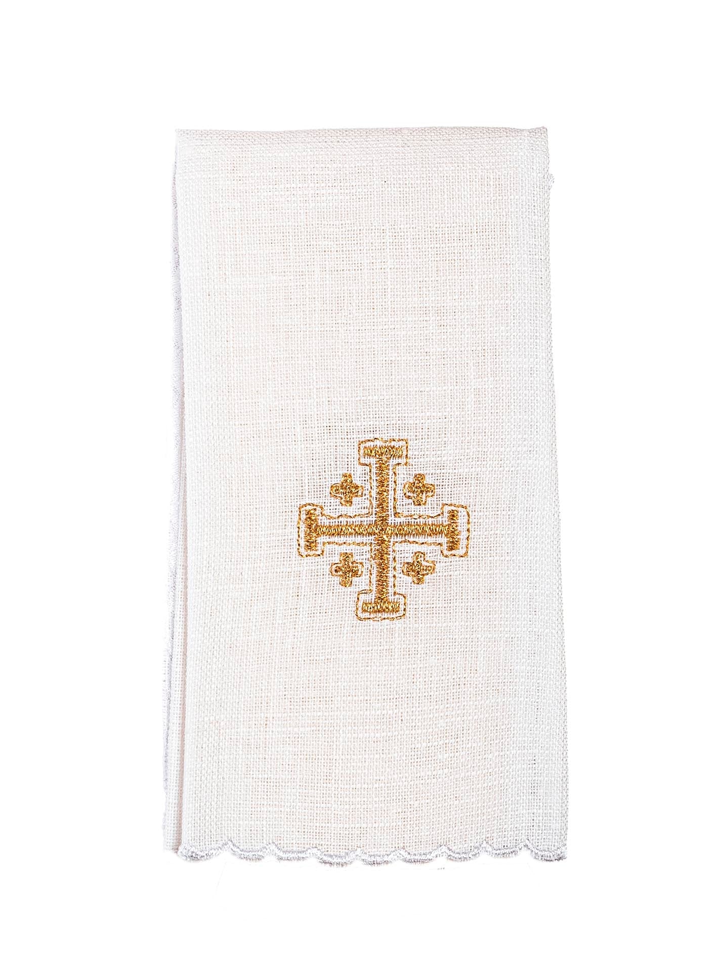 Linen chalice linen with Jerusalem cross embroidery