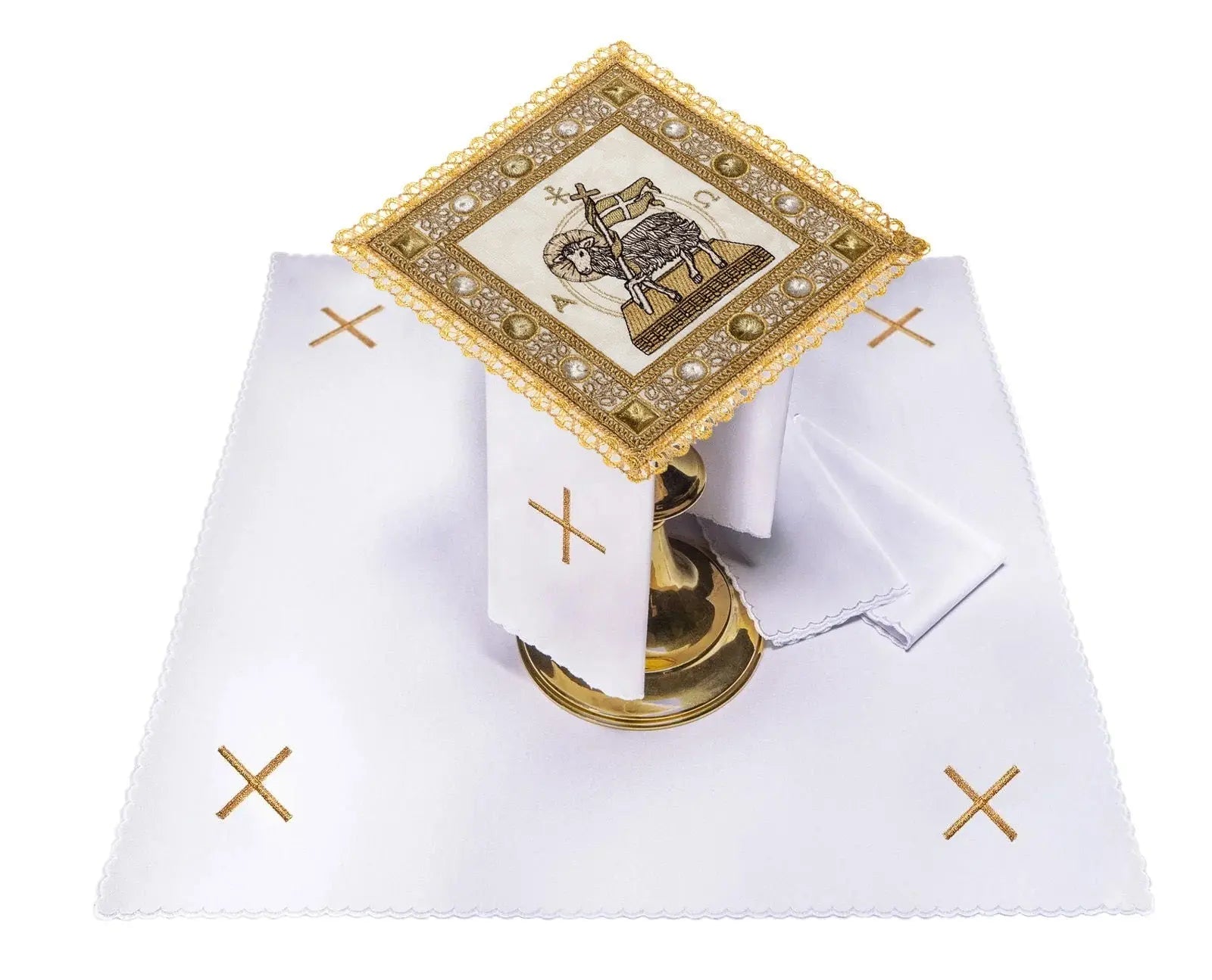 Easter Chalice Linen Set with Lamb Motif