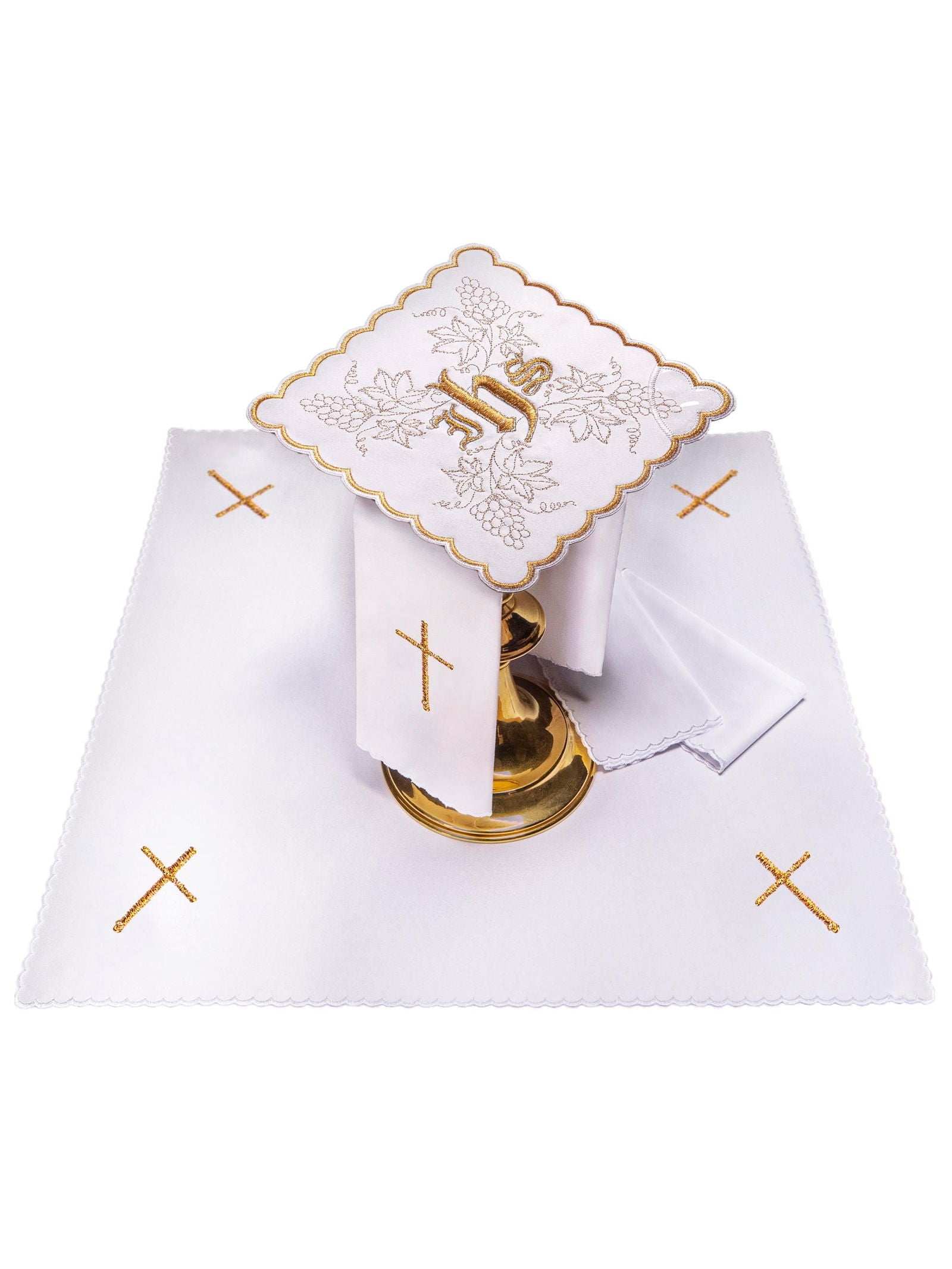 Chalice linen with embroidered IHS and Grape symbol