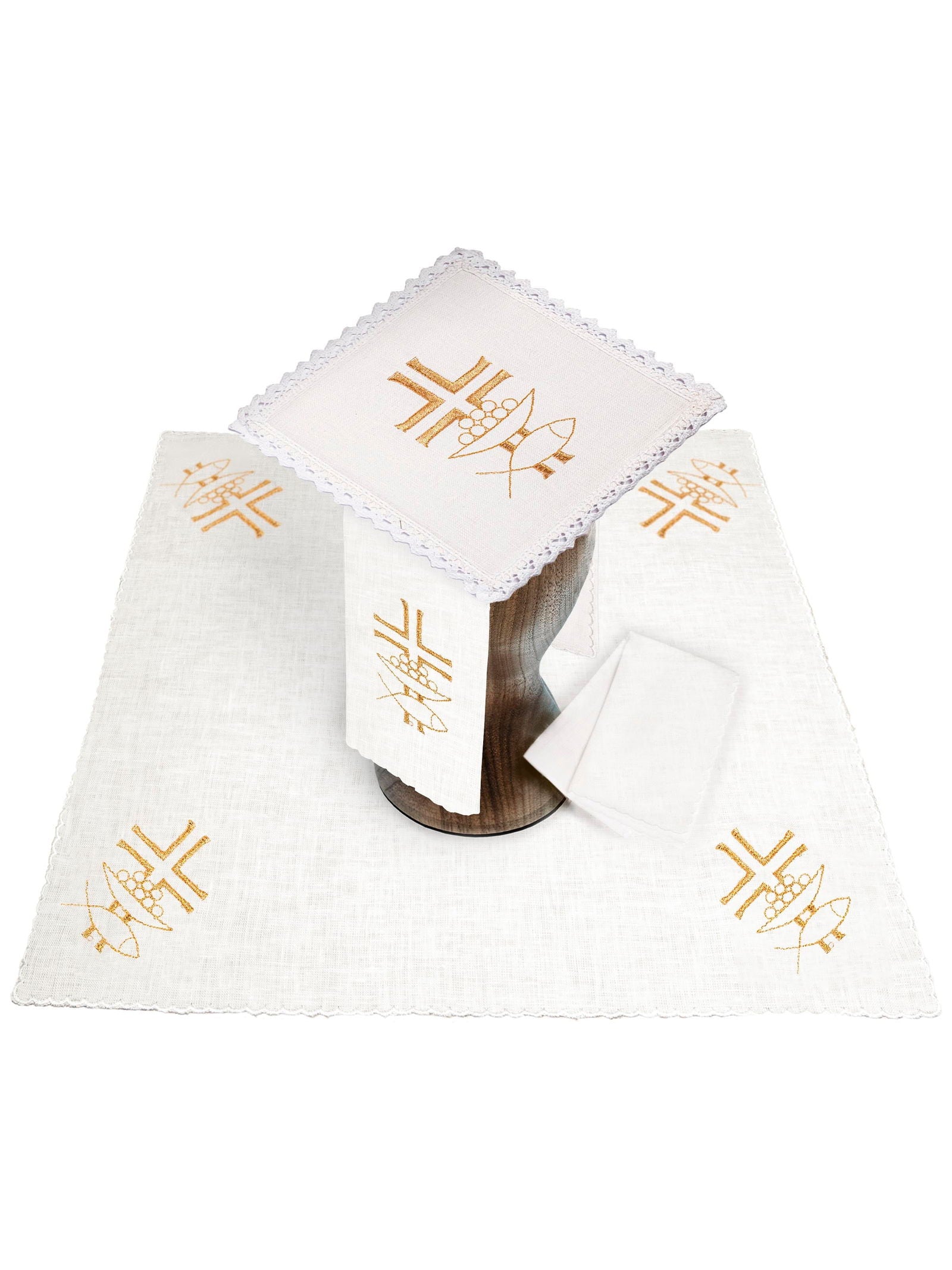 Chalice linen with cross and fish symbol