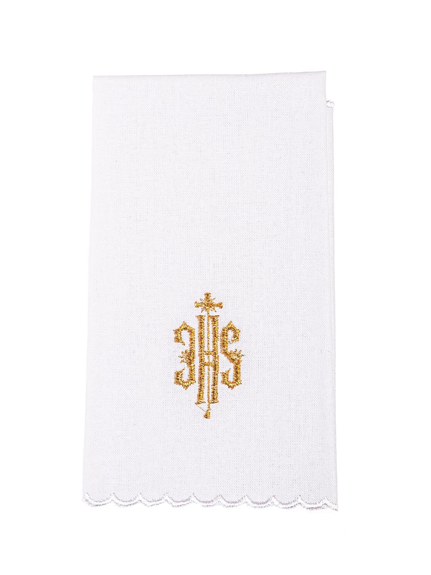 Chalice linen with gold trim and IHS embroidery