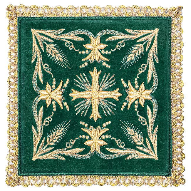 Chalice linen green velvet with cross