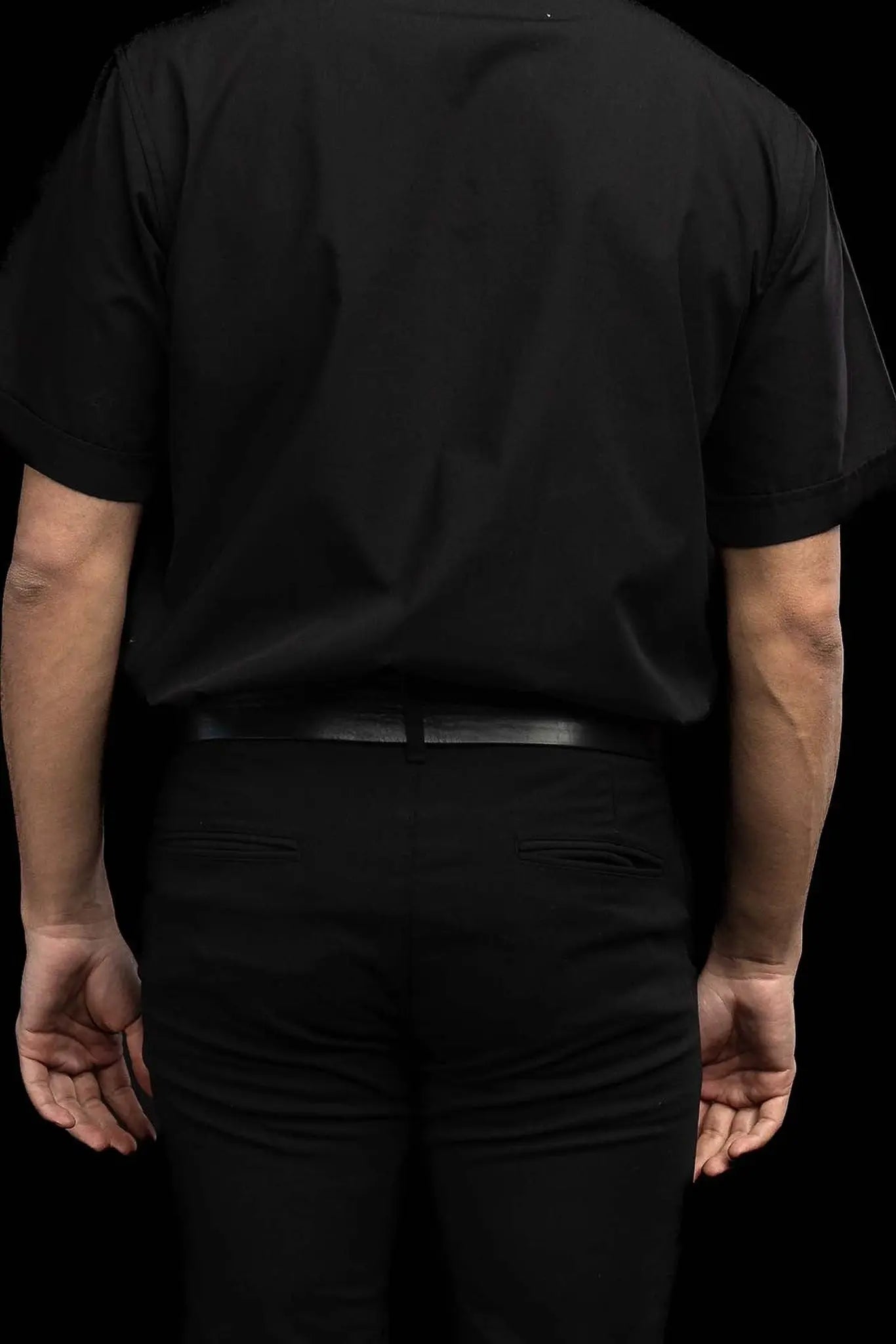Roman Clergy Shirt Black Short Sleeve with Collar Tab