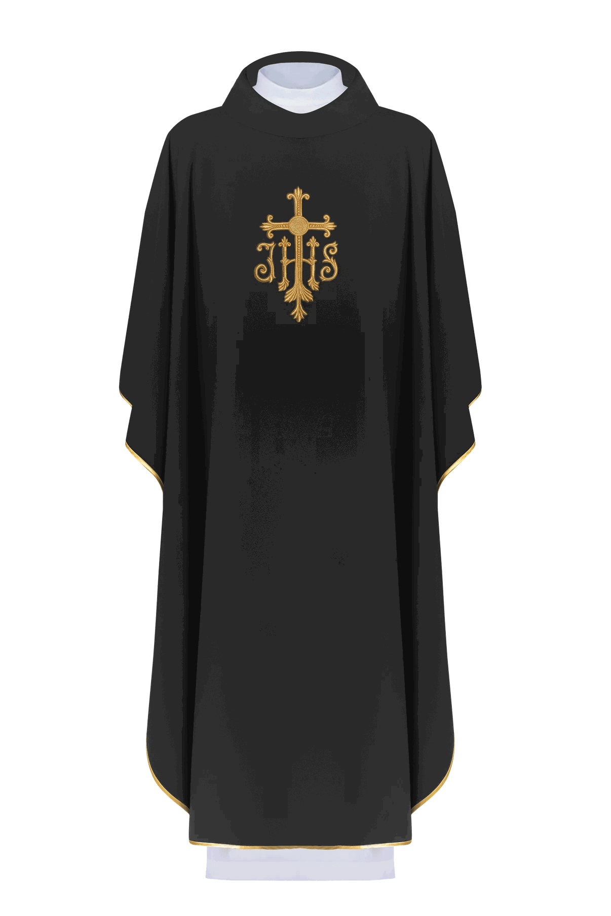 Black chasuble with convex JHS symbol