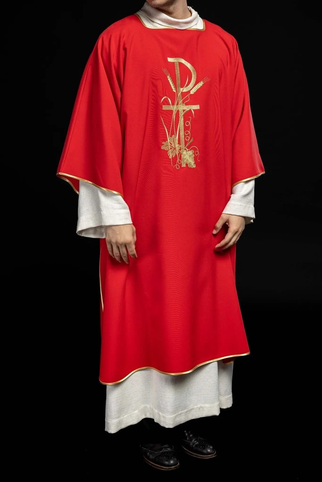 Red Dalmatic with Golden Pax Cross Embroidery