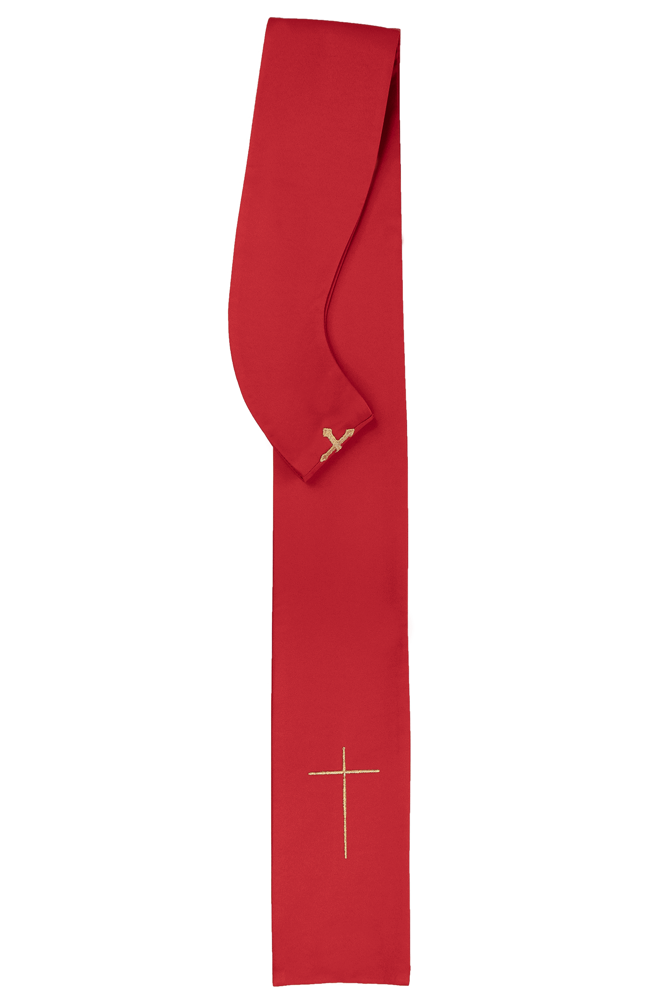 Red chasuble embroidered with cross and ear motifs