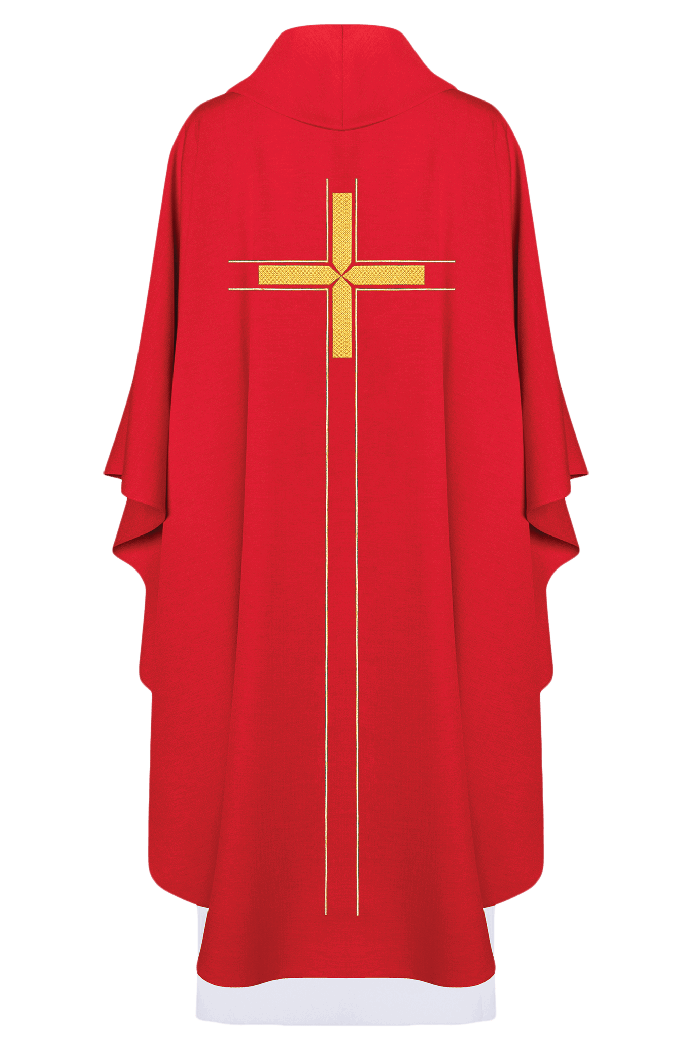 Red chasuble embroidered in minimalist design