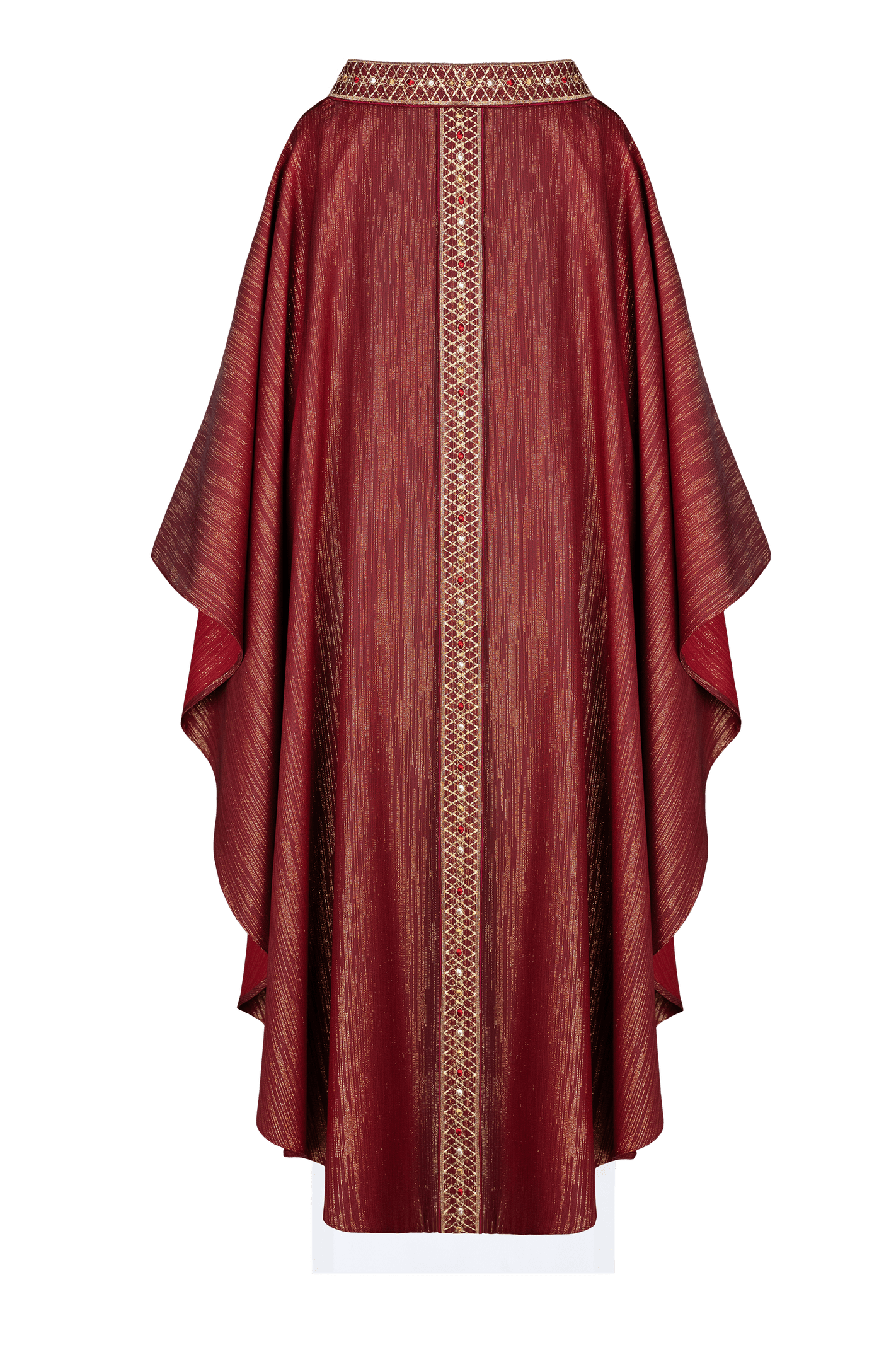 Red Chasuble with Embroidered Belt and Collar