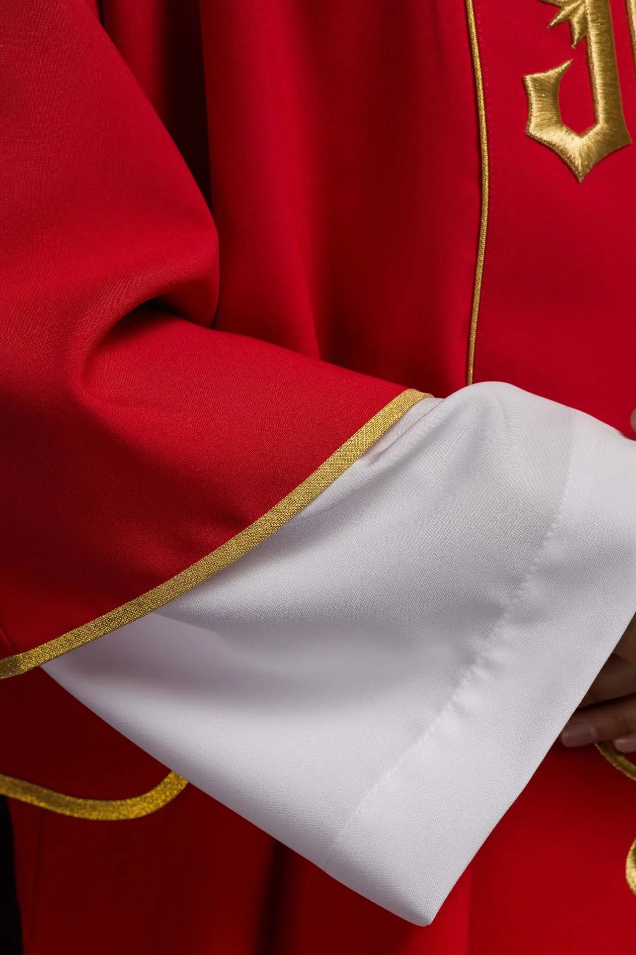 Red Dalmatic with Embroidered IHS Band