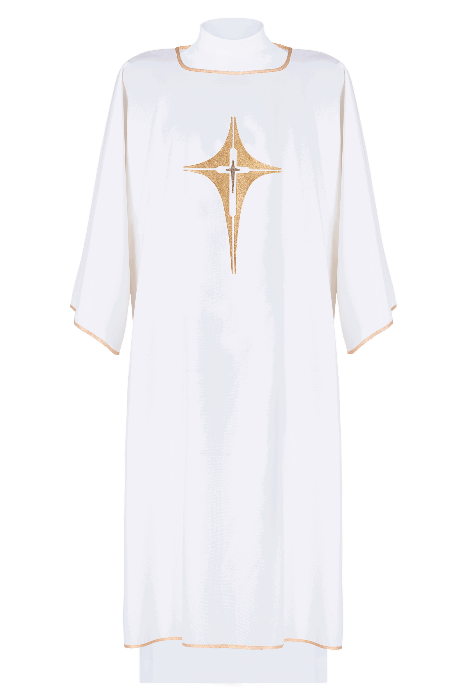 Dalmatica with embroidered gold cross in ecru