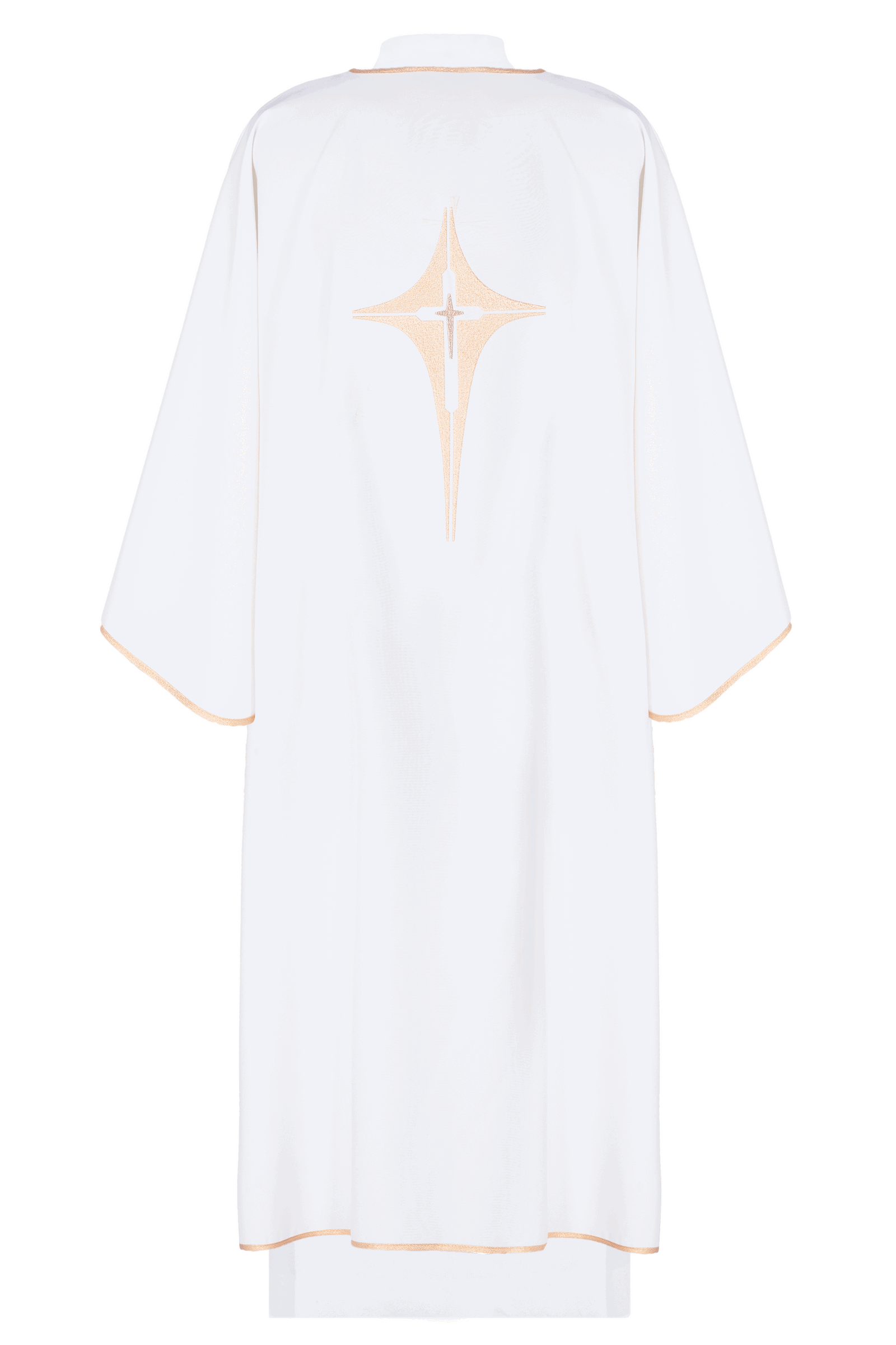 Dalmatica with embroidered gold cross in ecru