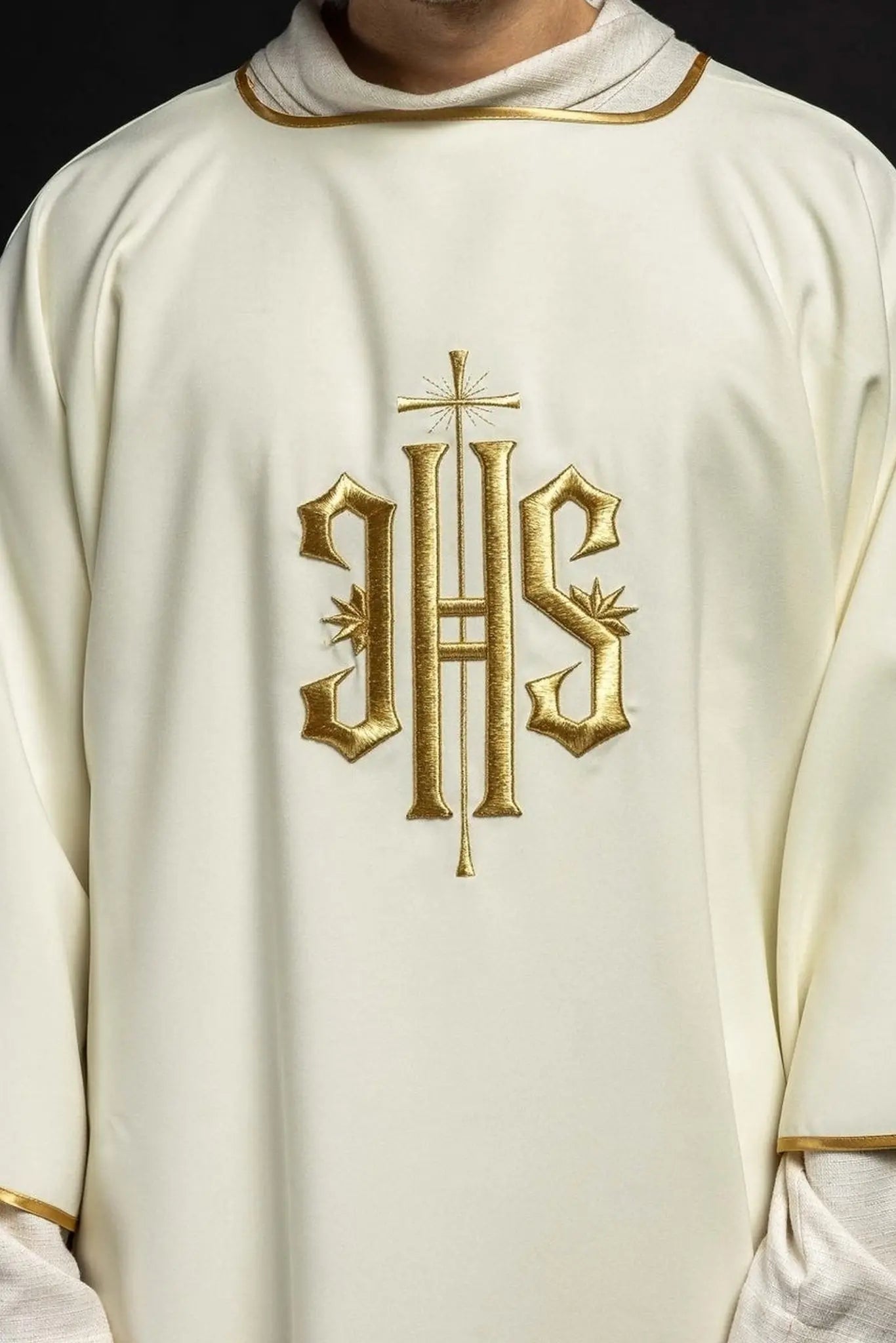 Dalmatica with gold IHS embroidery