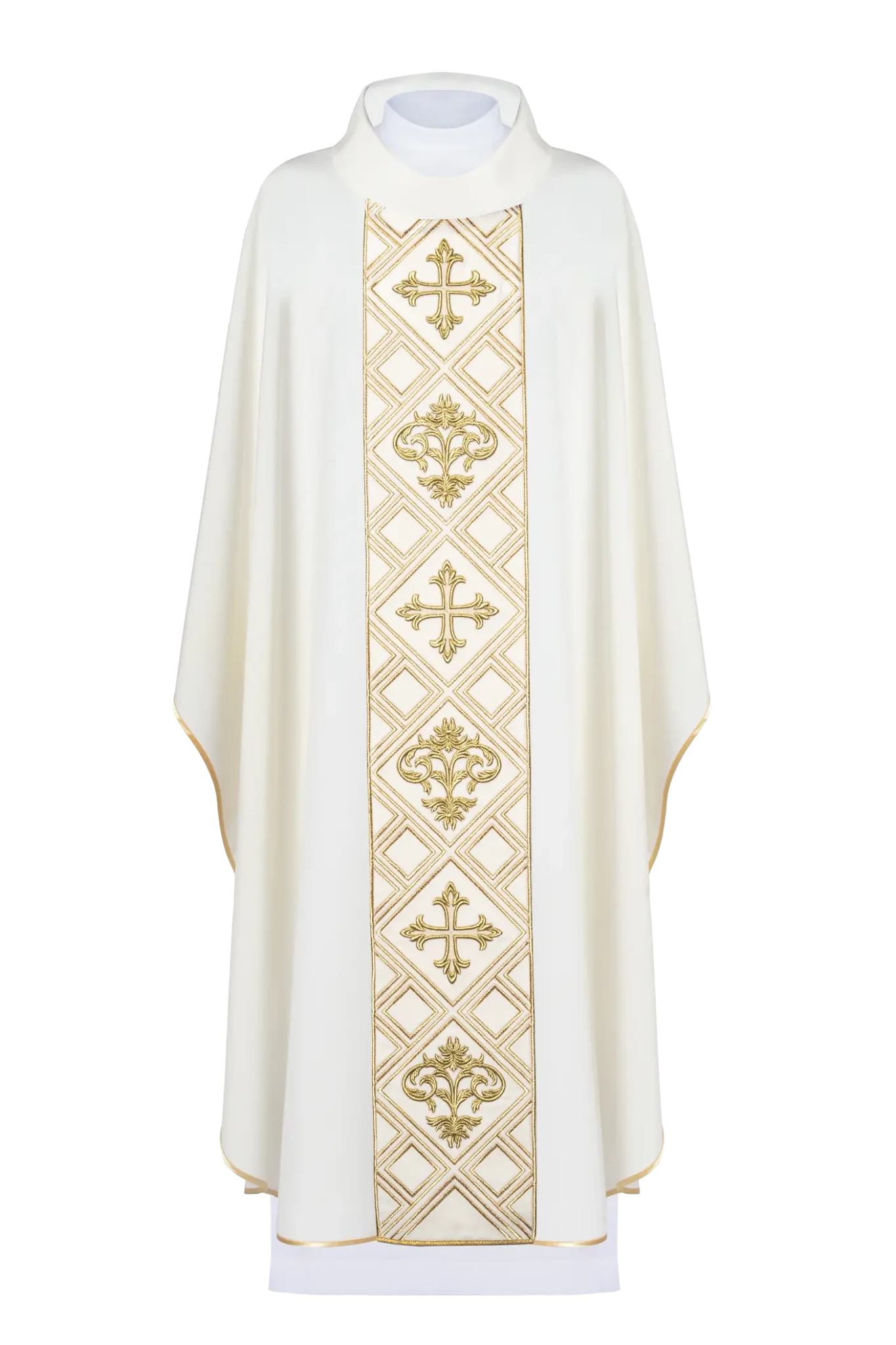 Embroidered cross ecru chasuble - HAFTINA ATELIER