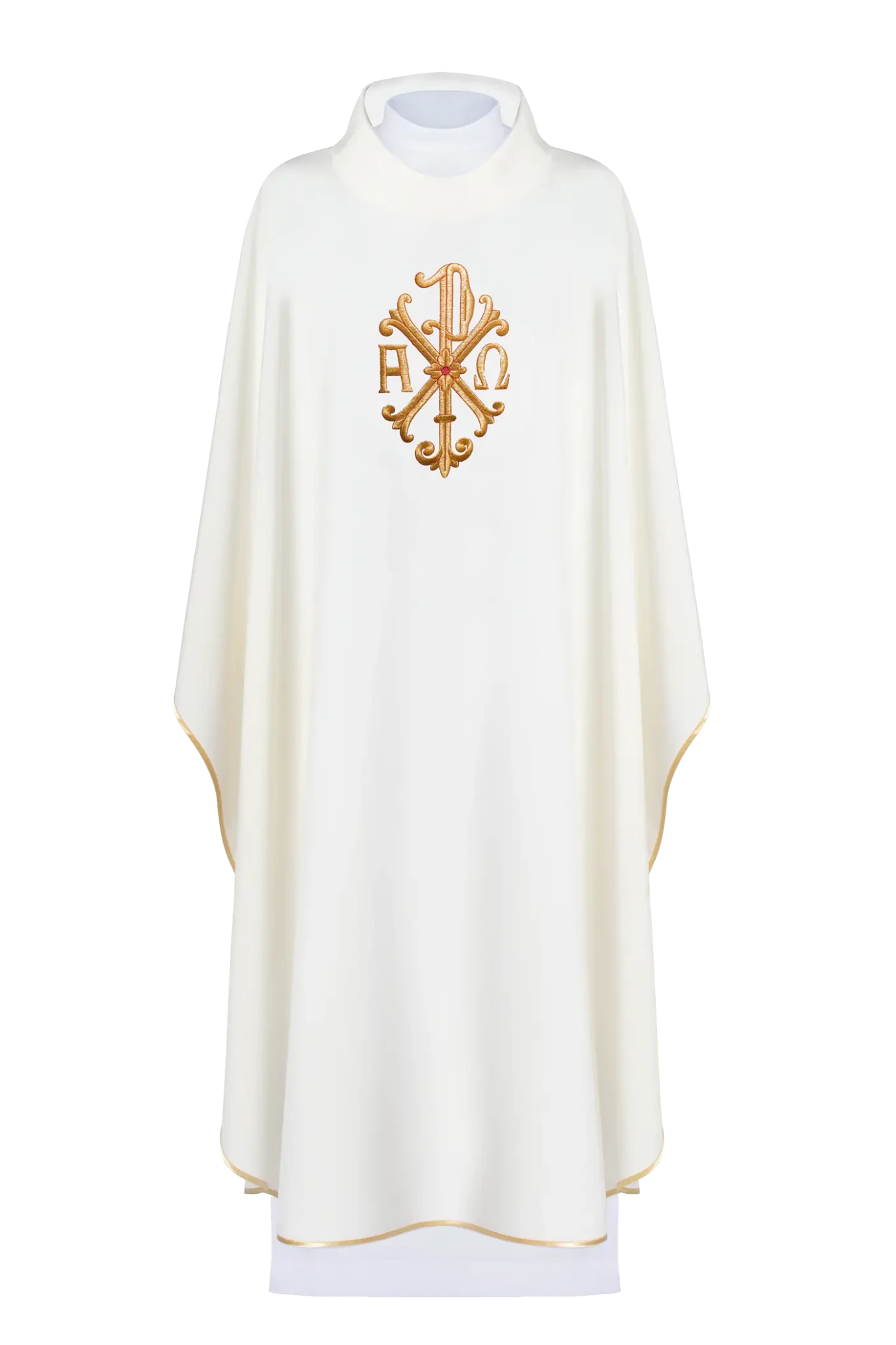 Embroidered cross ecru chasuble - HAFTINA ATELIER