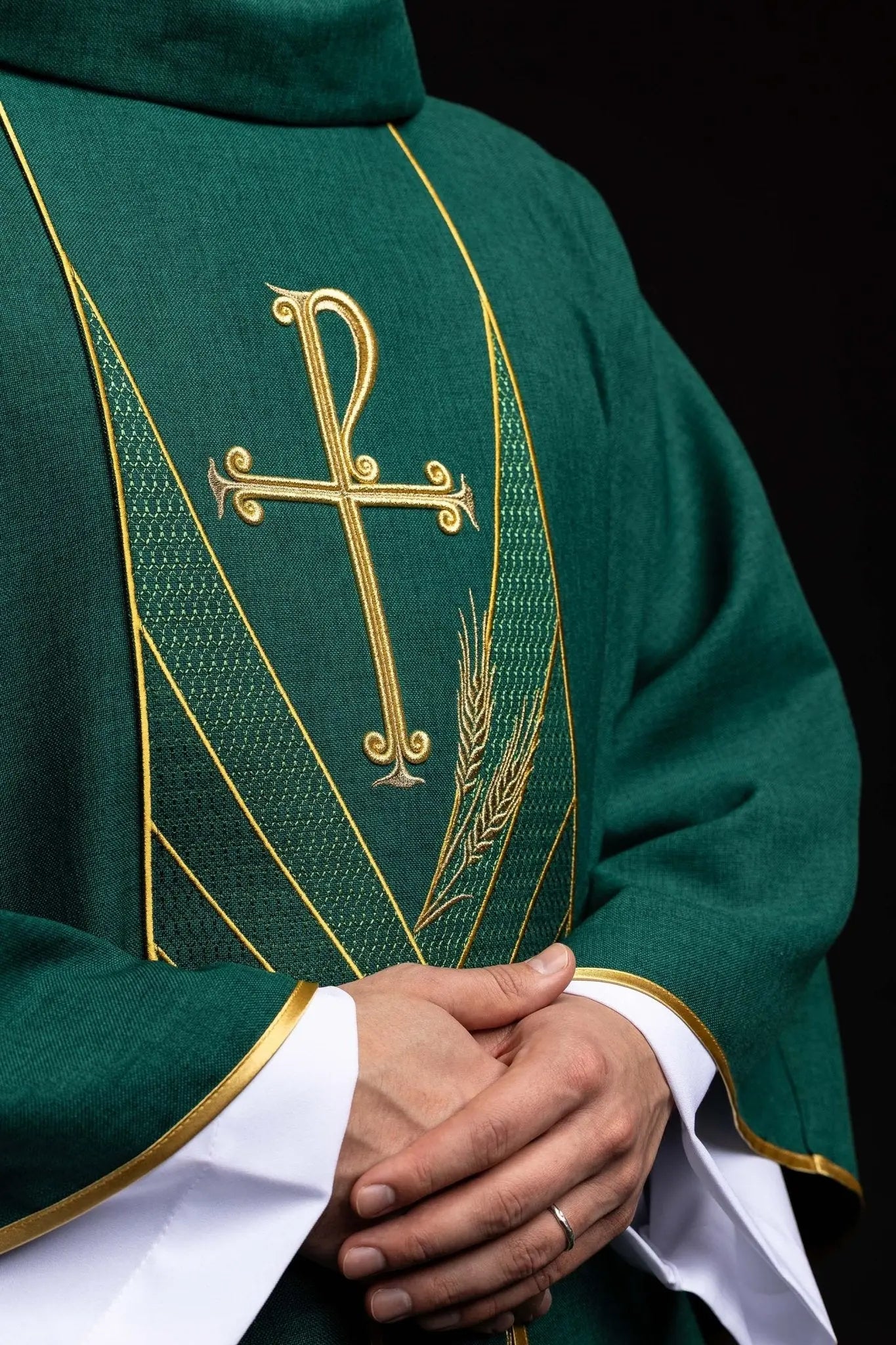 Green Chasuble with Embroidered PAX Band