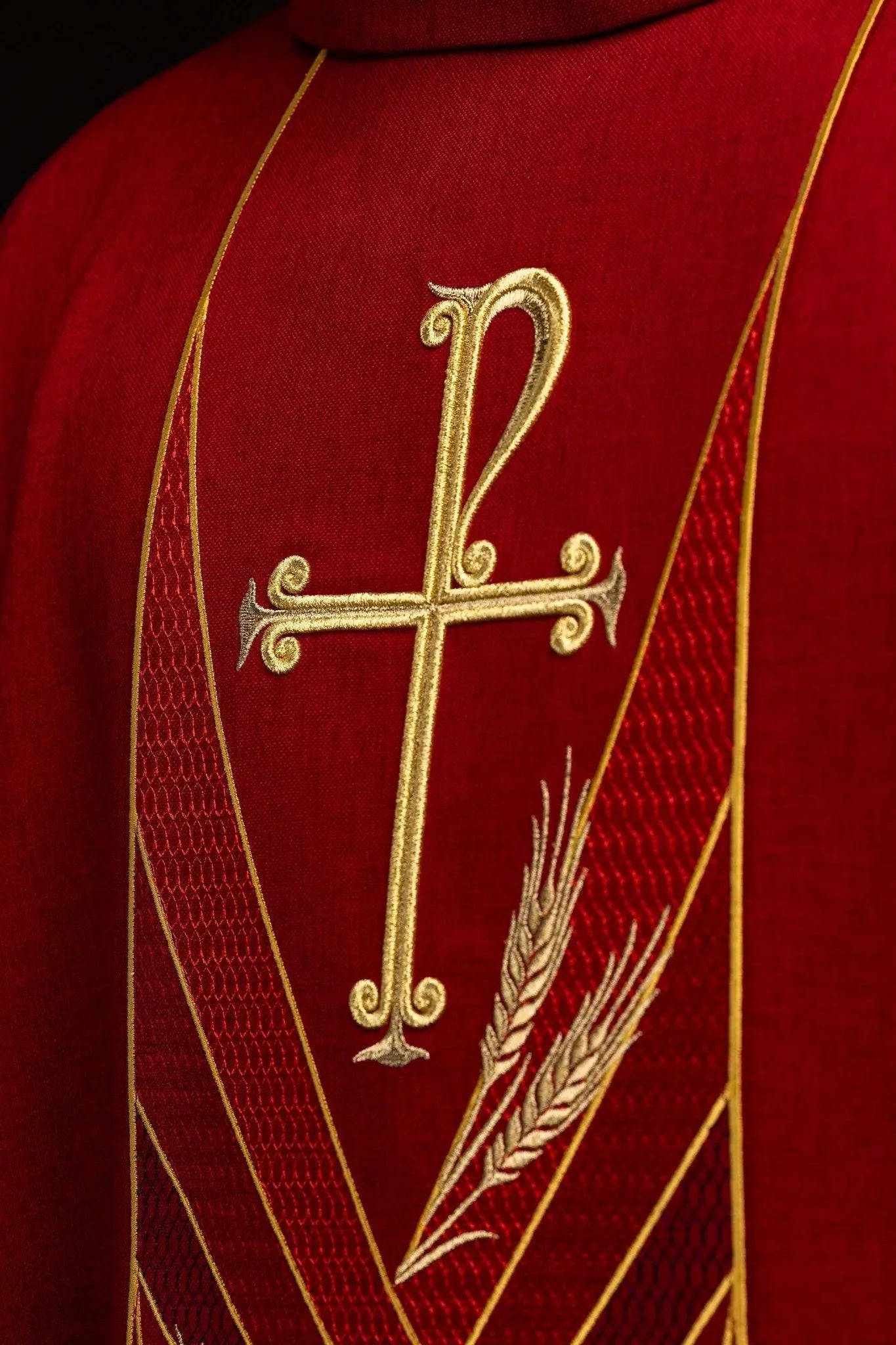 Red Chasuble with Embroidered PAX Band