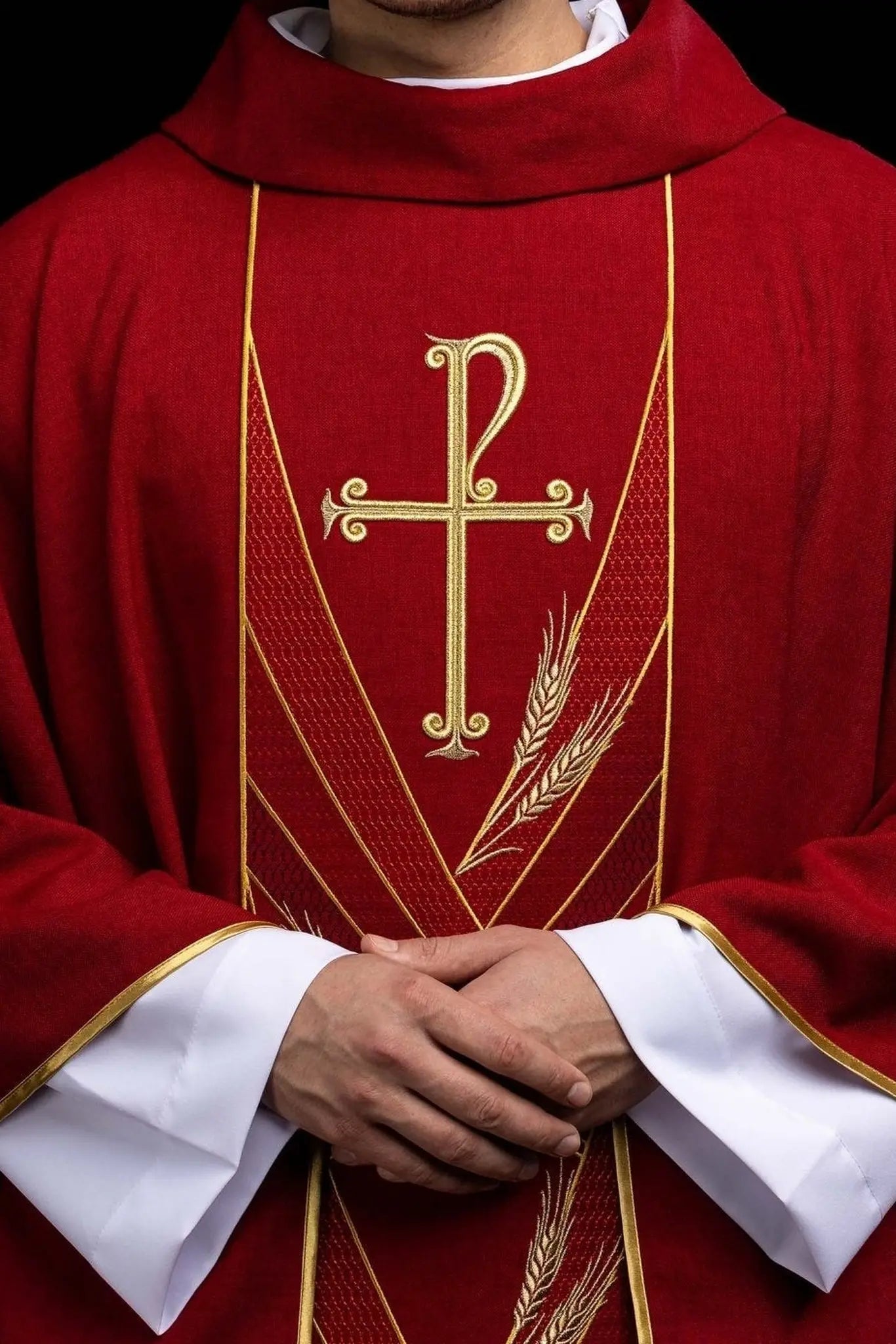 Red Chasuble with Embroidered PAX Band