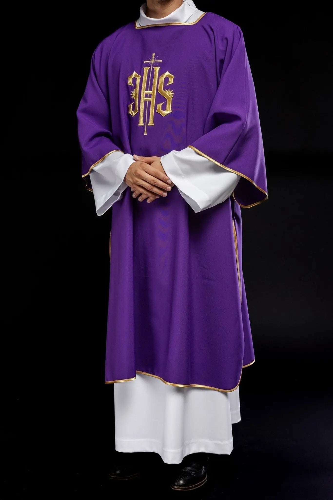 Purple Dalmatian with embroidered gold IHS