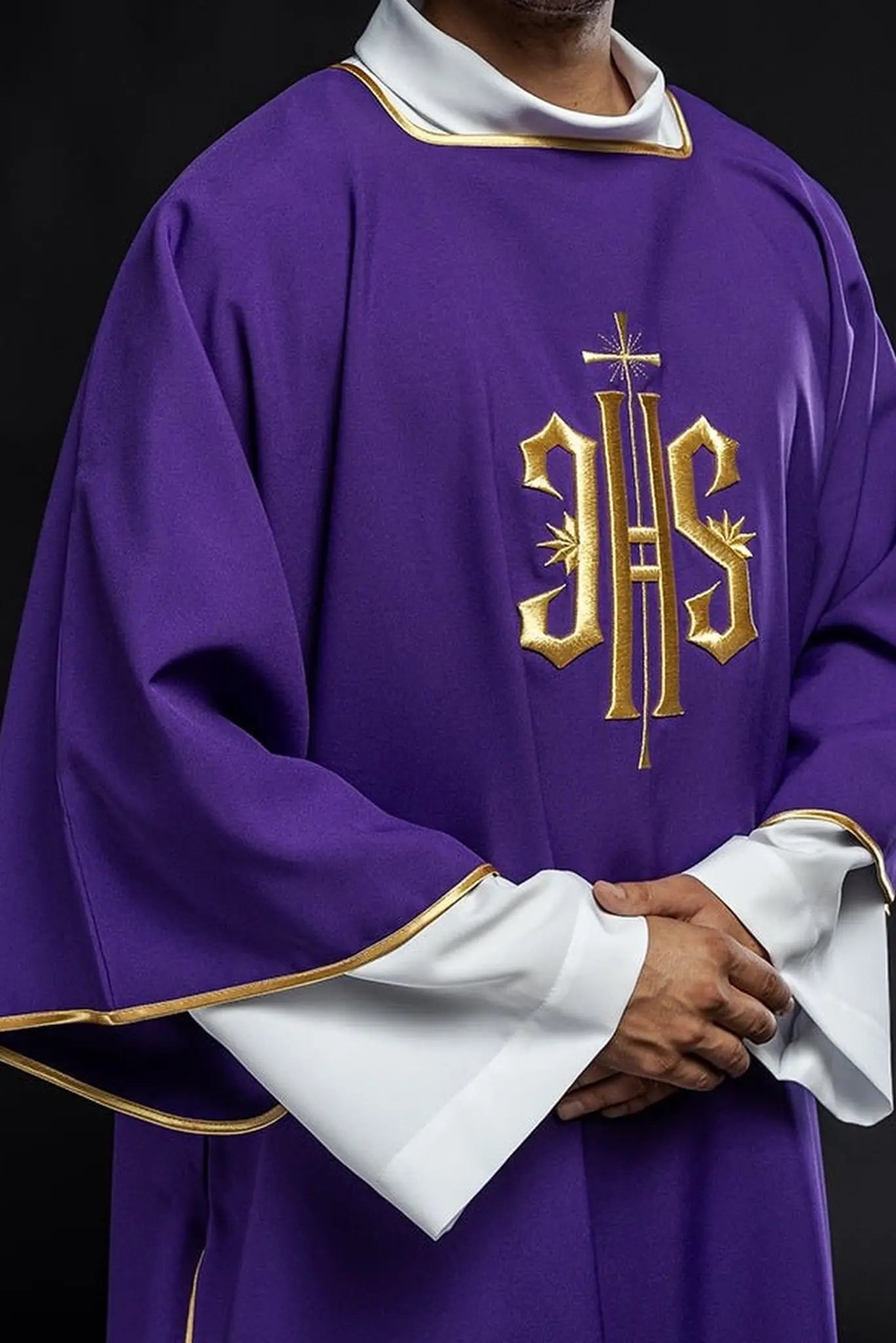 Purple Dalmatian with embroidered gold IHS