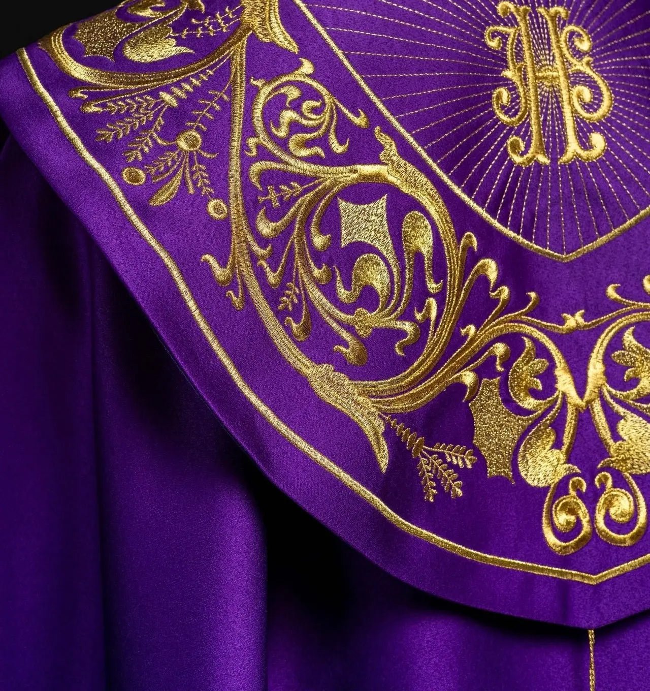 Purple liturgical chapel with gold IHS monogram Purple liturgical chapel with gold IHS monogram