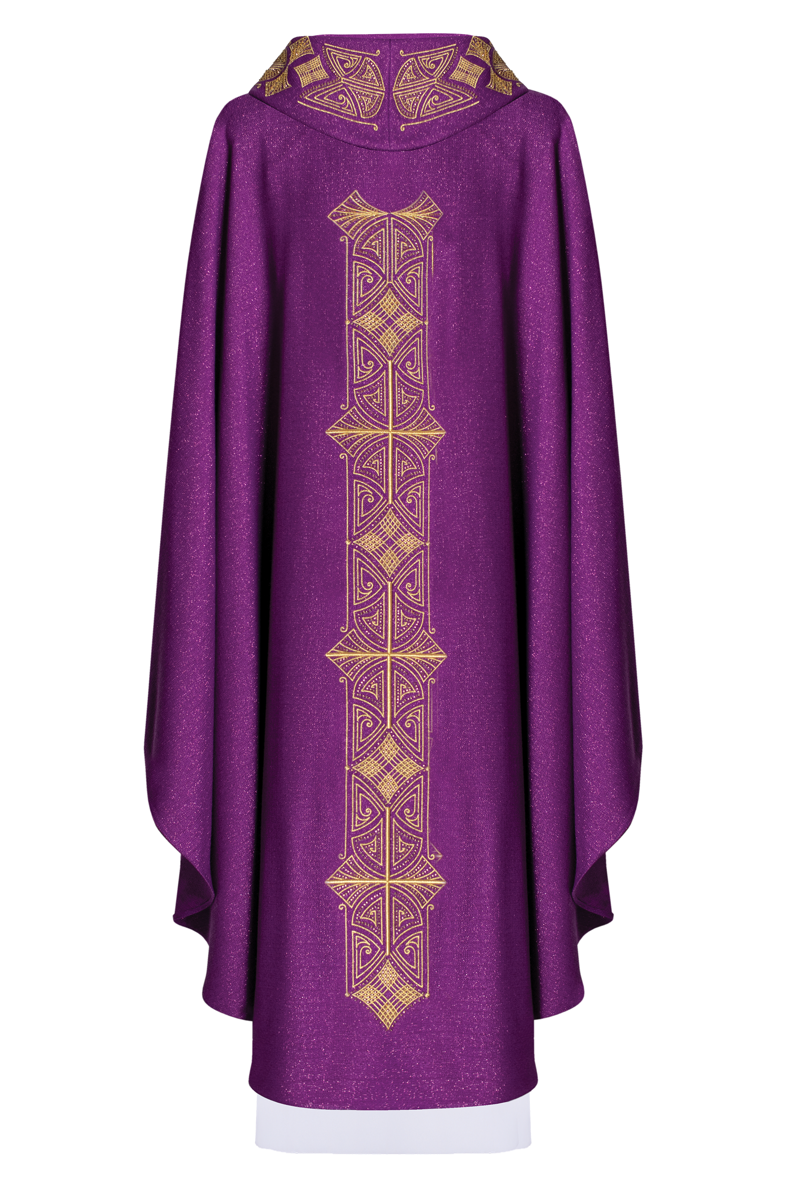 Purple chasuble richly embroidered glossy