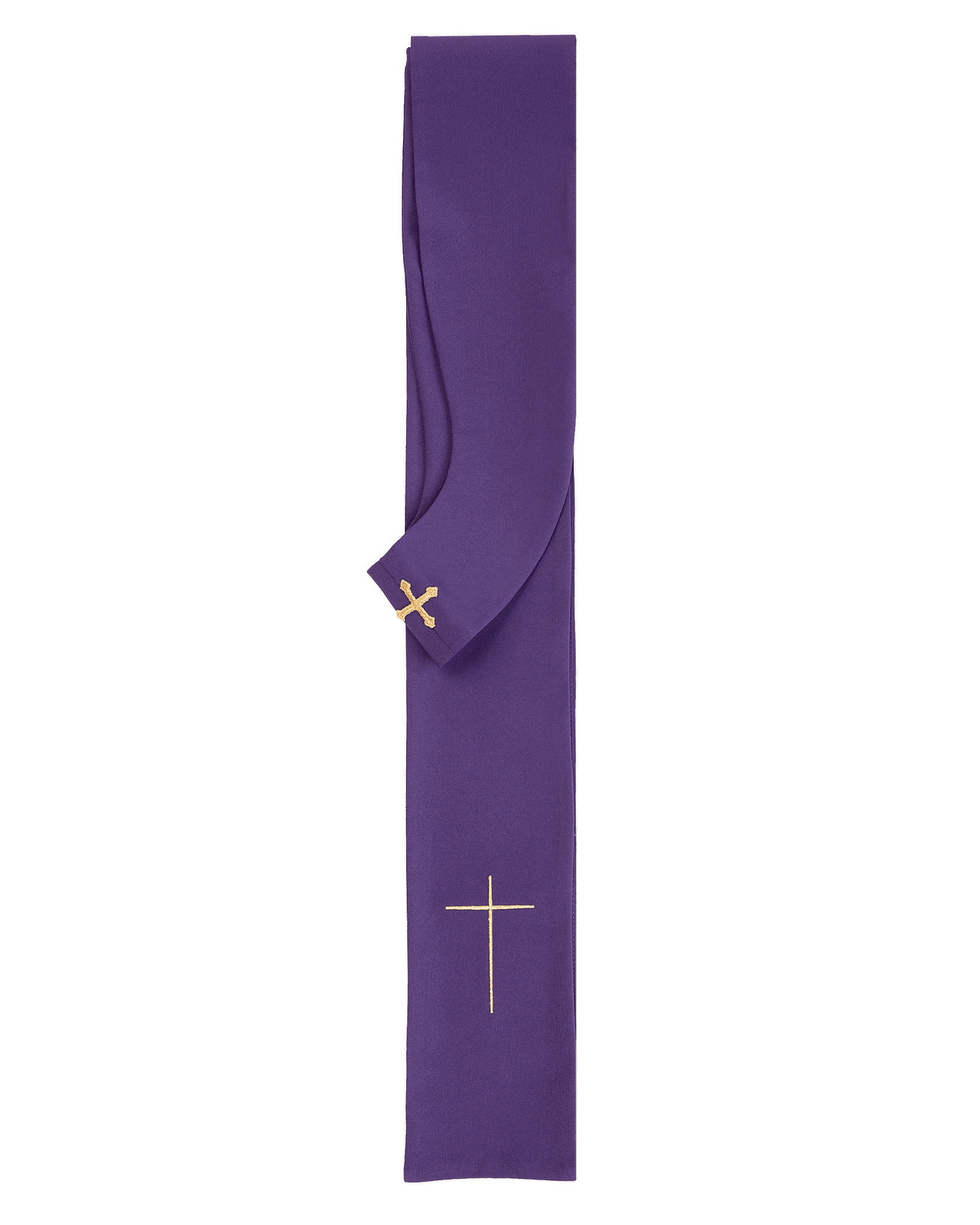 Purple liturgical chasuble decorated with embroidery on velvet