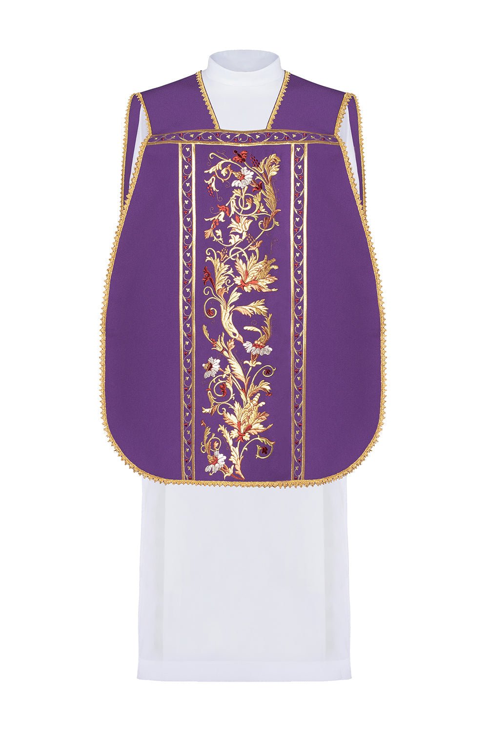 Purple Roman chasuble embroidered with the motif of the Heart of Jesus Christ