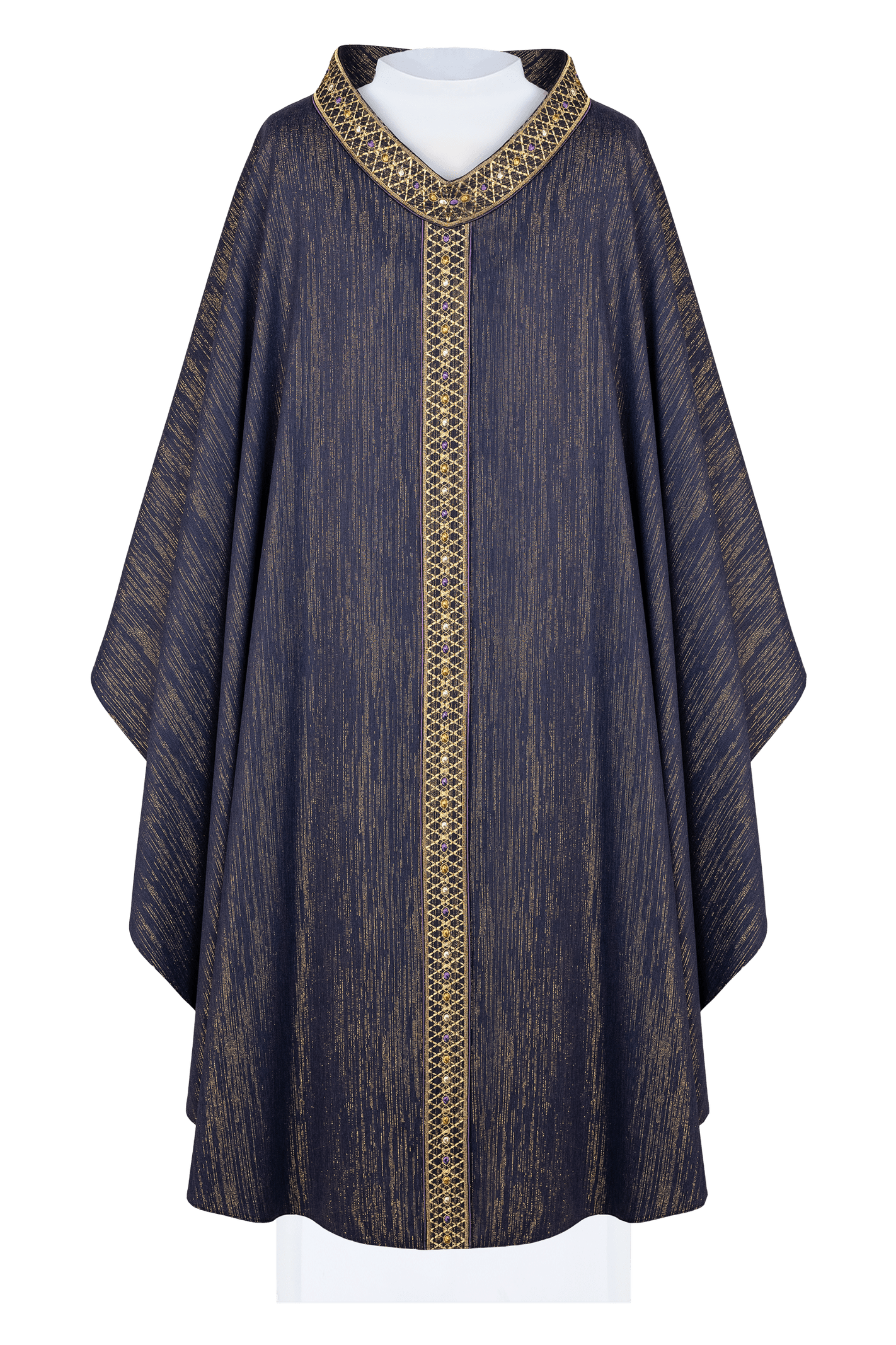 Purple Chasuble with Embroidered Belt and Collar