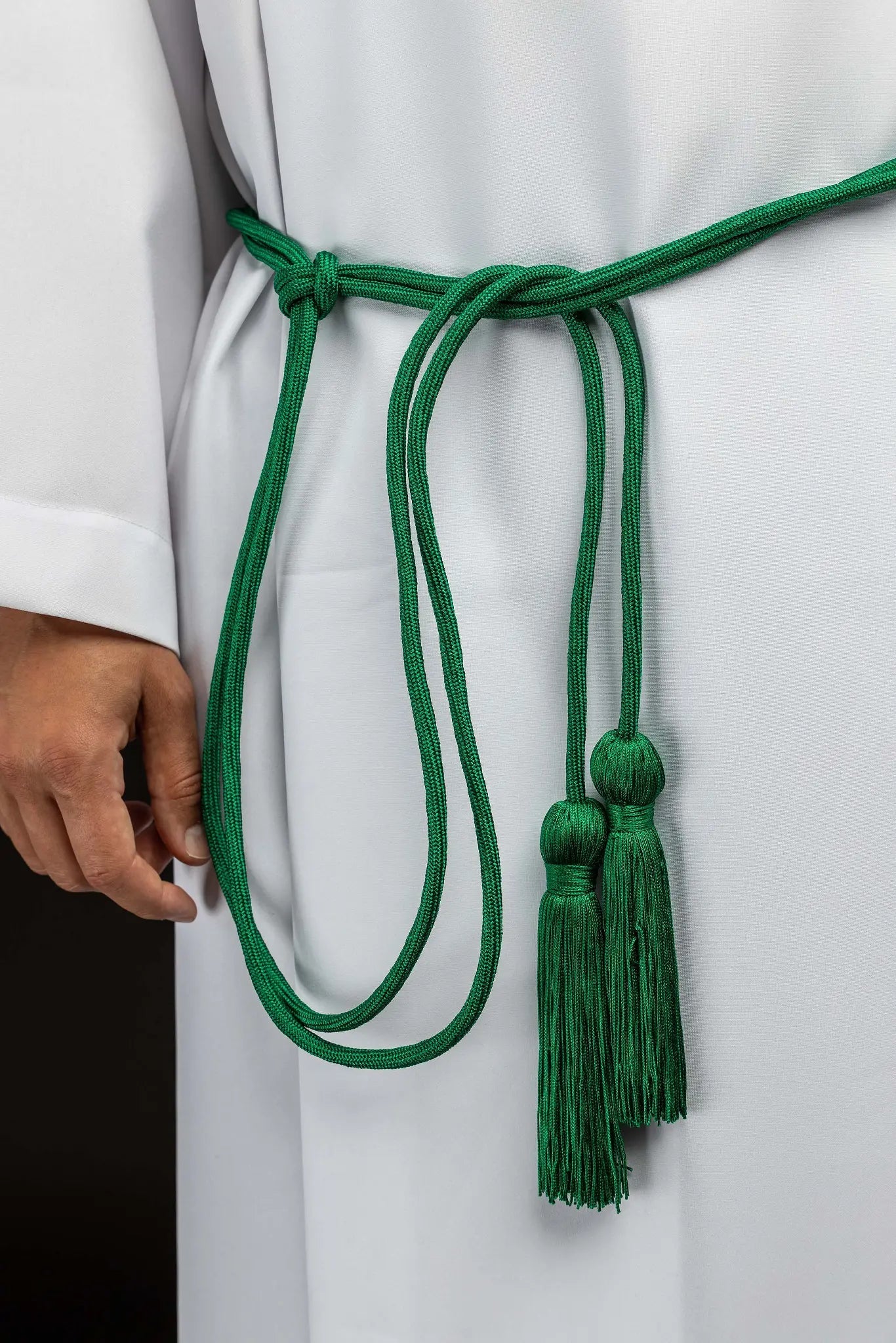 Green liturgical cincture with tassels - HAFTINA ATELIER