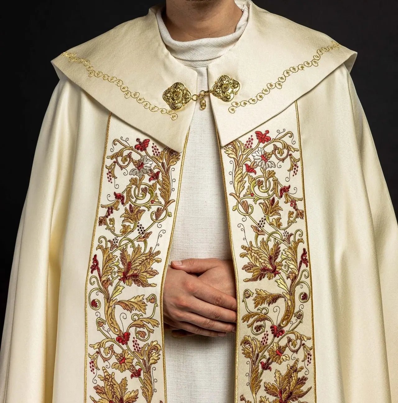 Eucharistic cap with PAX monogram ecru