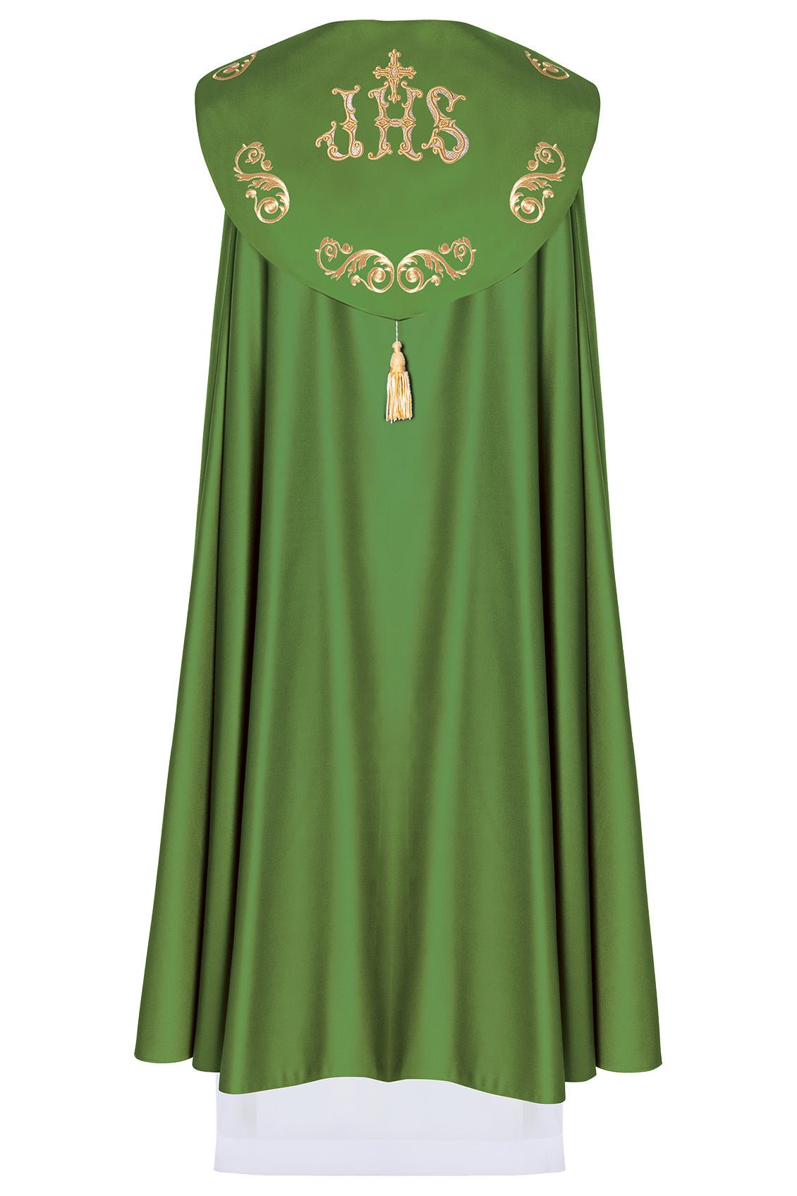 Eucharistic cape with richly decorated monogram in green