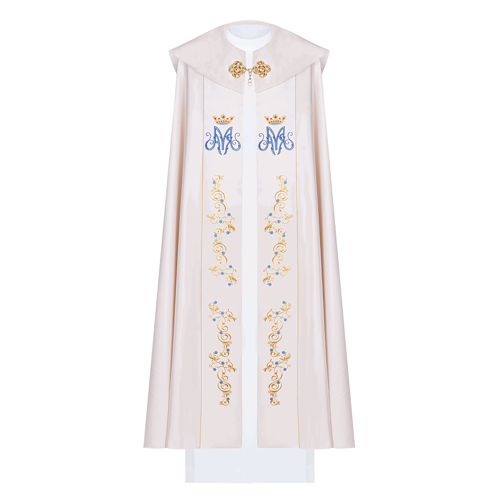 Embroidered Marian cape ecru