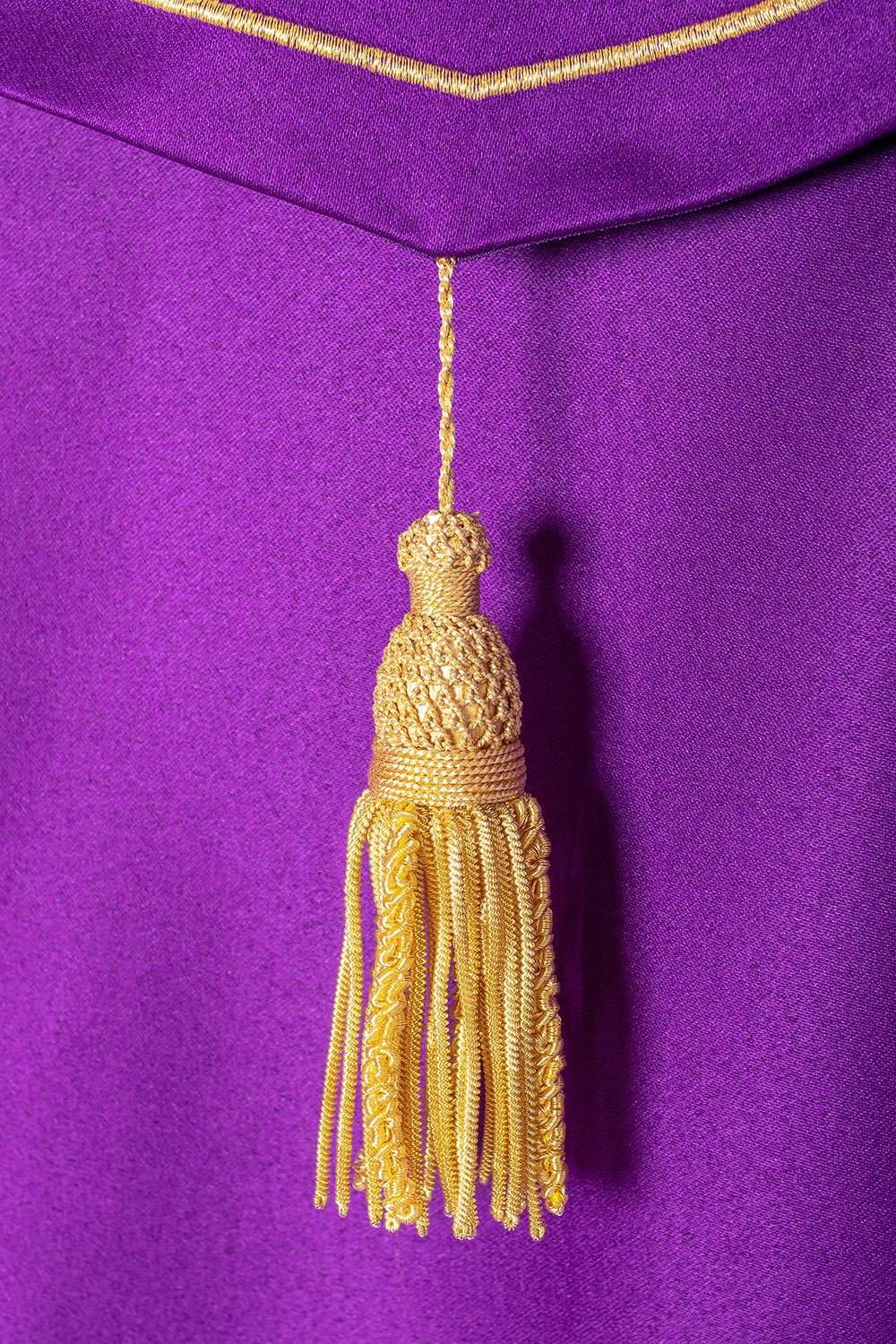 Liturgical chapel with embroidered chalice in purple