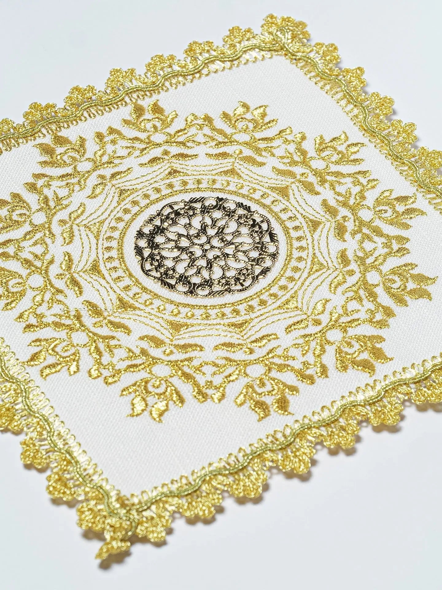 Chalice set richly embroidered with IHS motif