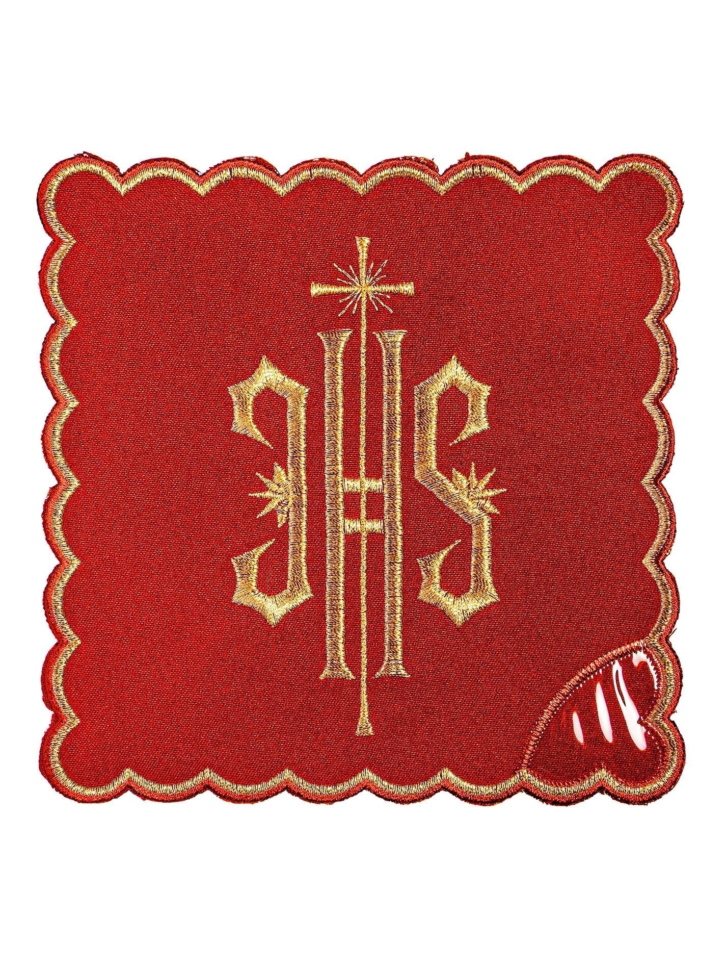 Embroidered Chalice Set Red IHS