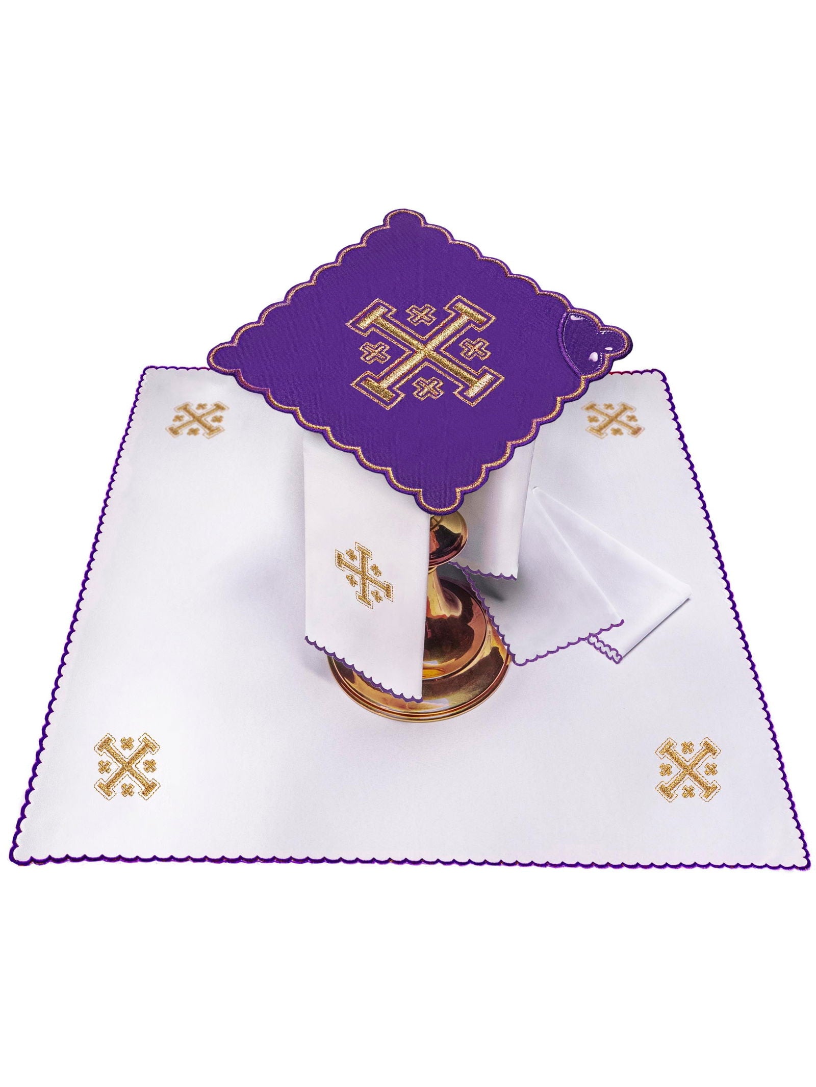 Chalice Set Embroidered Jerusalem Cross Purple