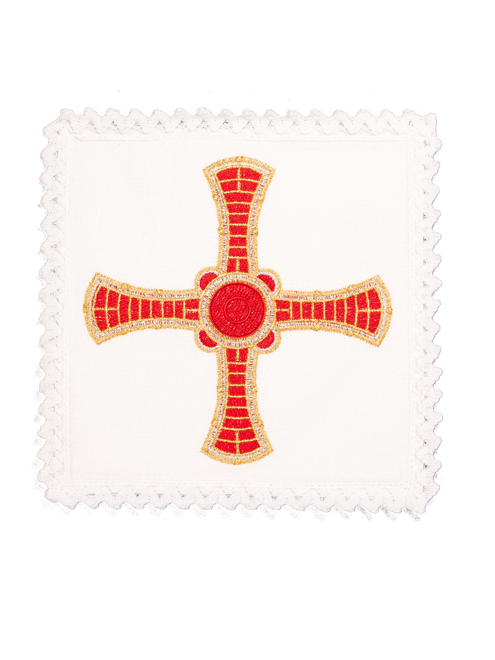 Linen chalice set with eucharistic embroidery red cross