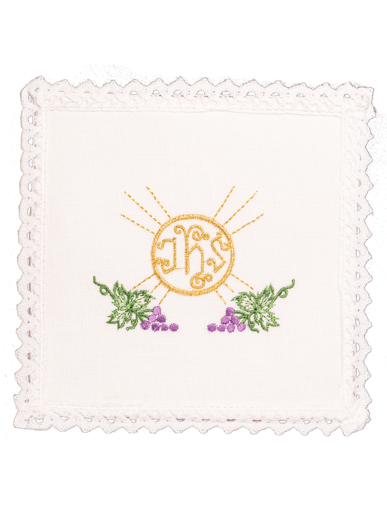 Linen chalice set with eucharistic embroidery JHS