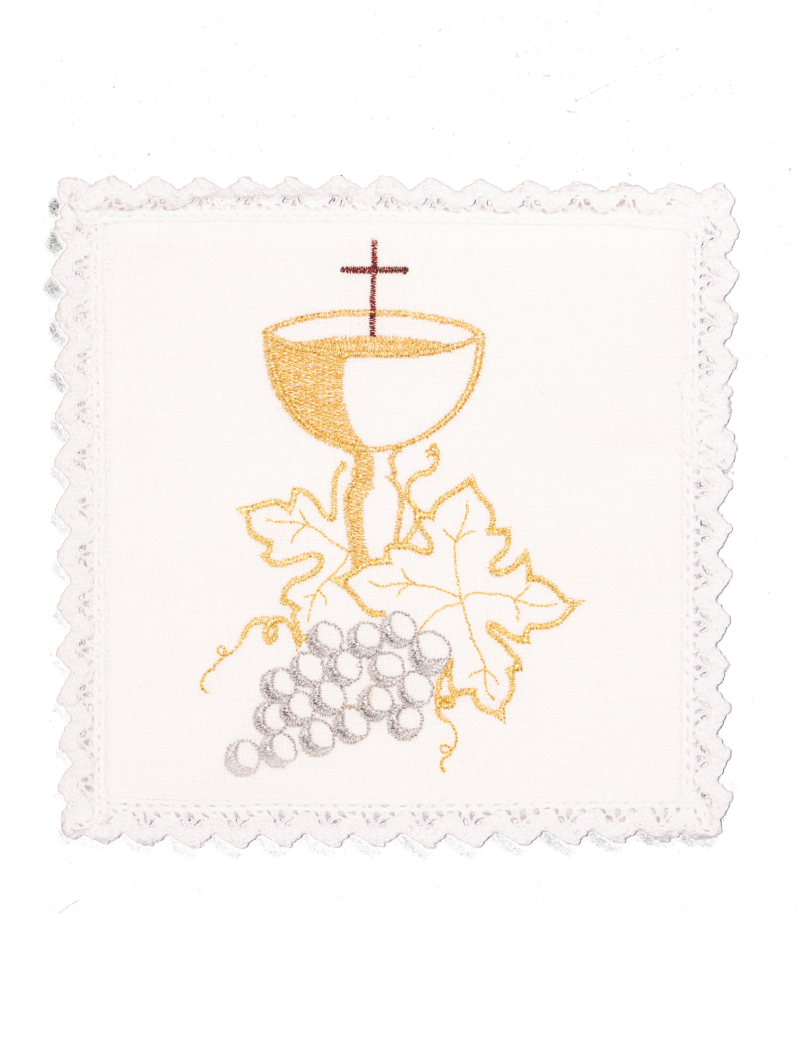 Linen chalice set with eucharistic embroidery chalice