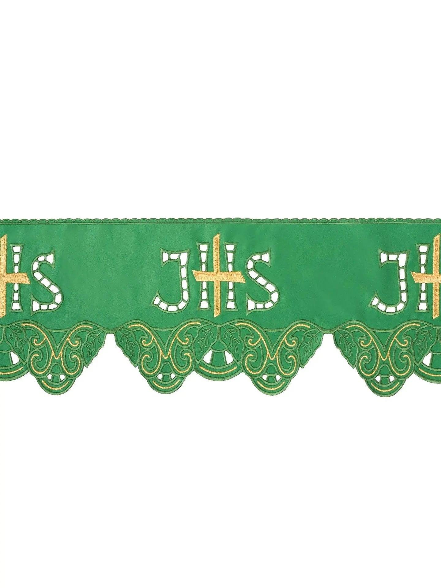 Metre with frontal embroidery IHS Cross Green