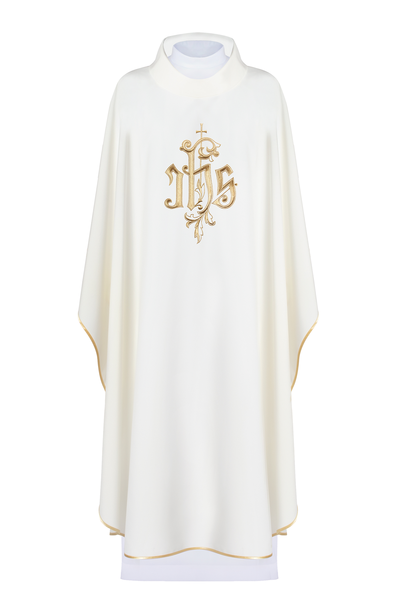 Cream chasuble with gold IHS embroidery