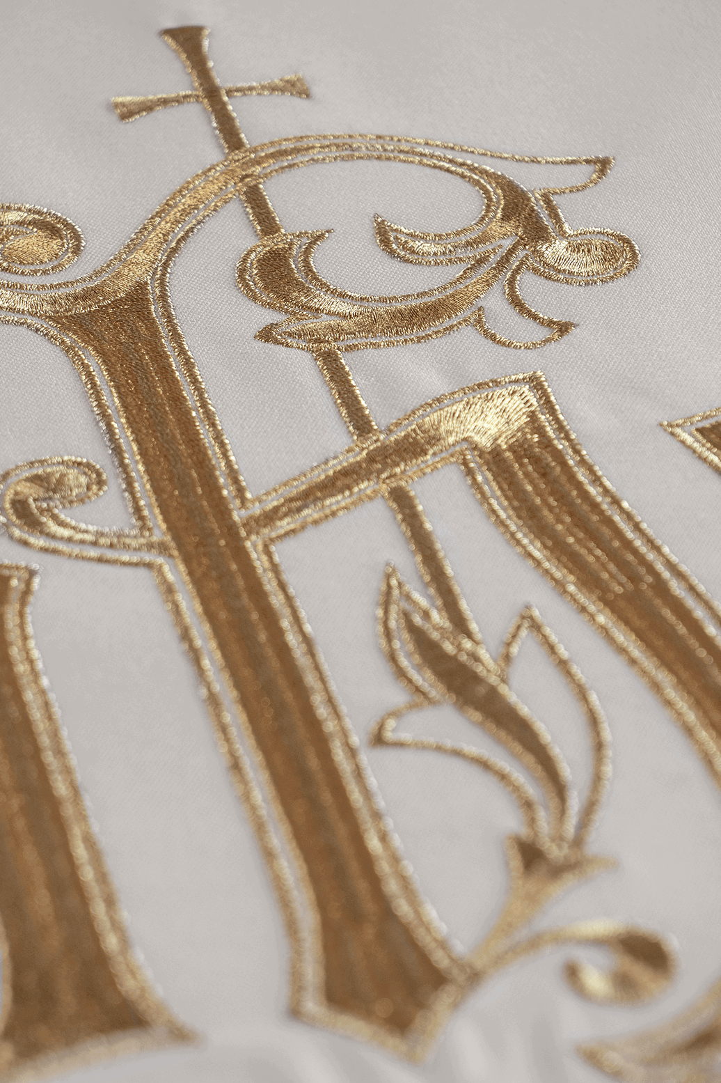 Cream chasuble with gold IHS embroidery